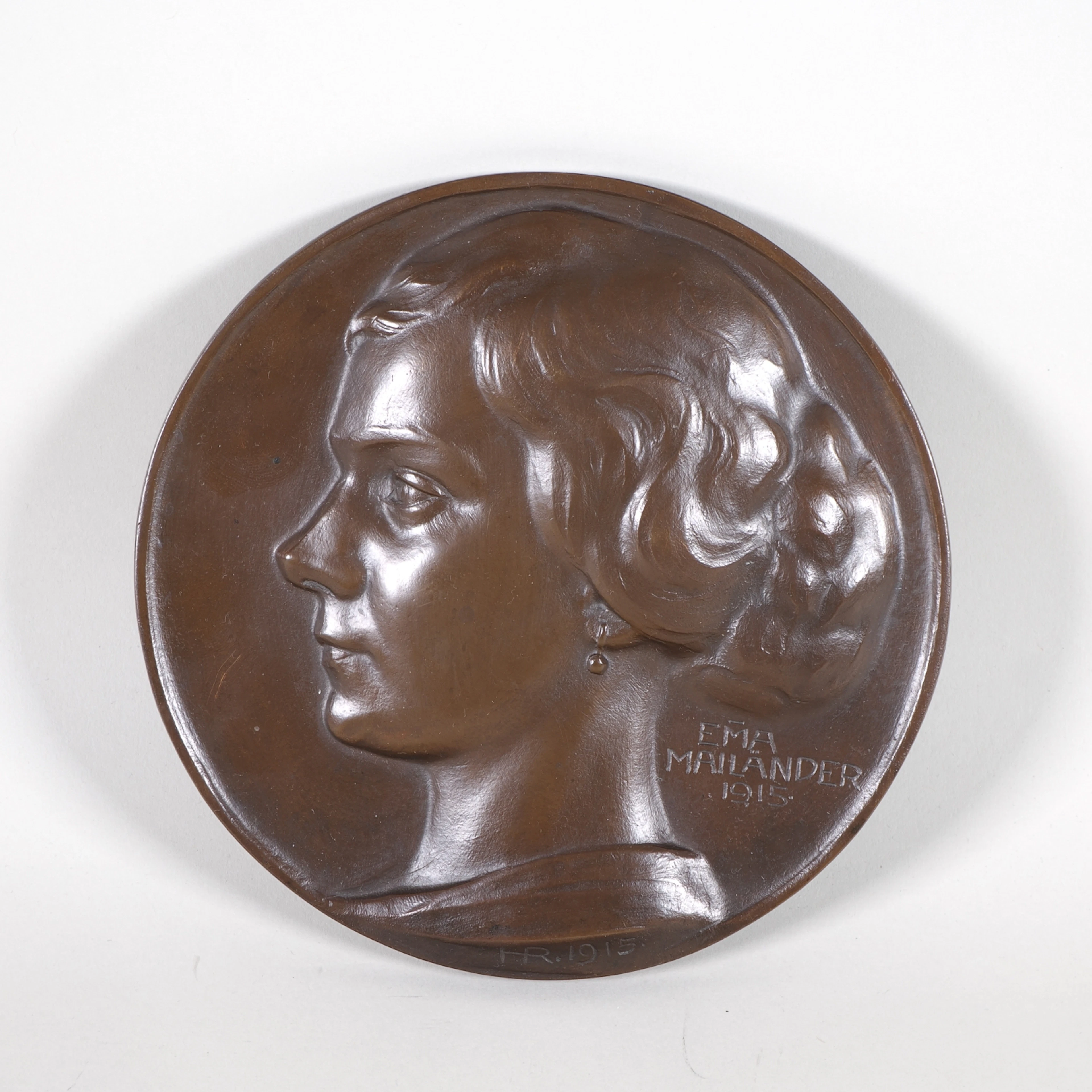 Los 1107: Bronze Relief "Ema Mailänder 1915", monogr. HR. 1915