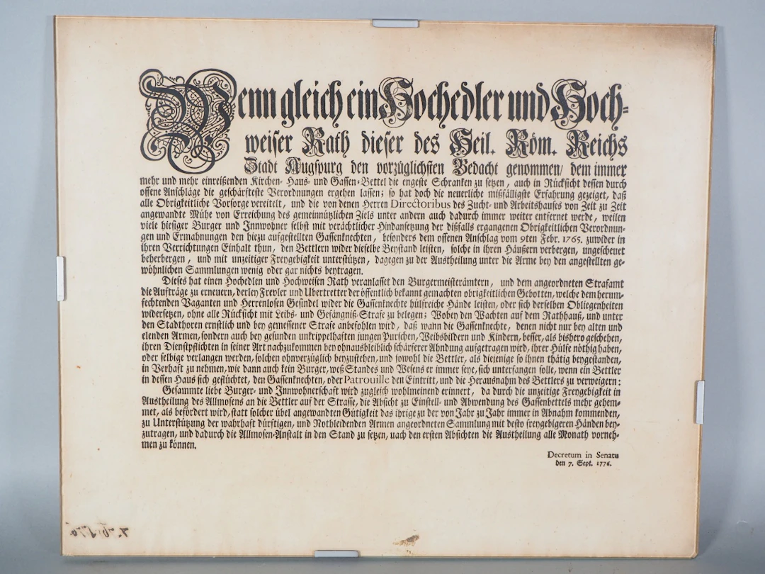 Los 1235: Gesetzentwurf im Senat, Augsburg 1776