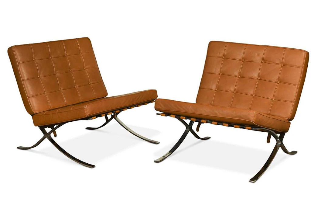 After Ludwig Mies van der Rohe, a pair of 'Barcelona' chairs
