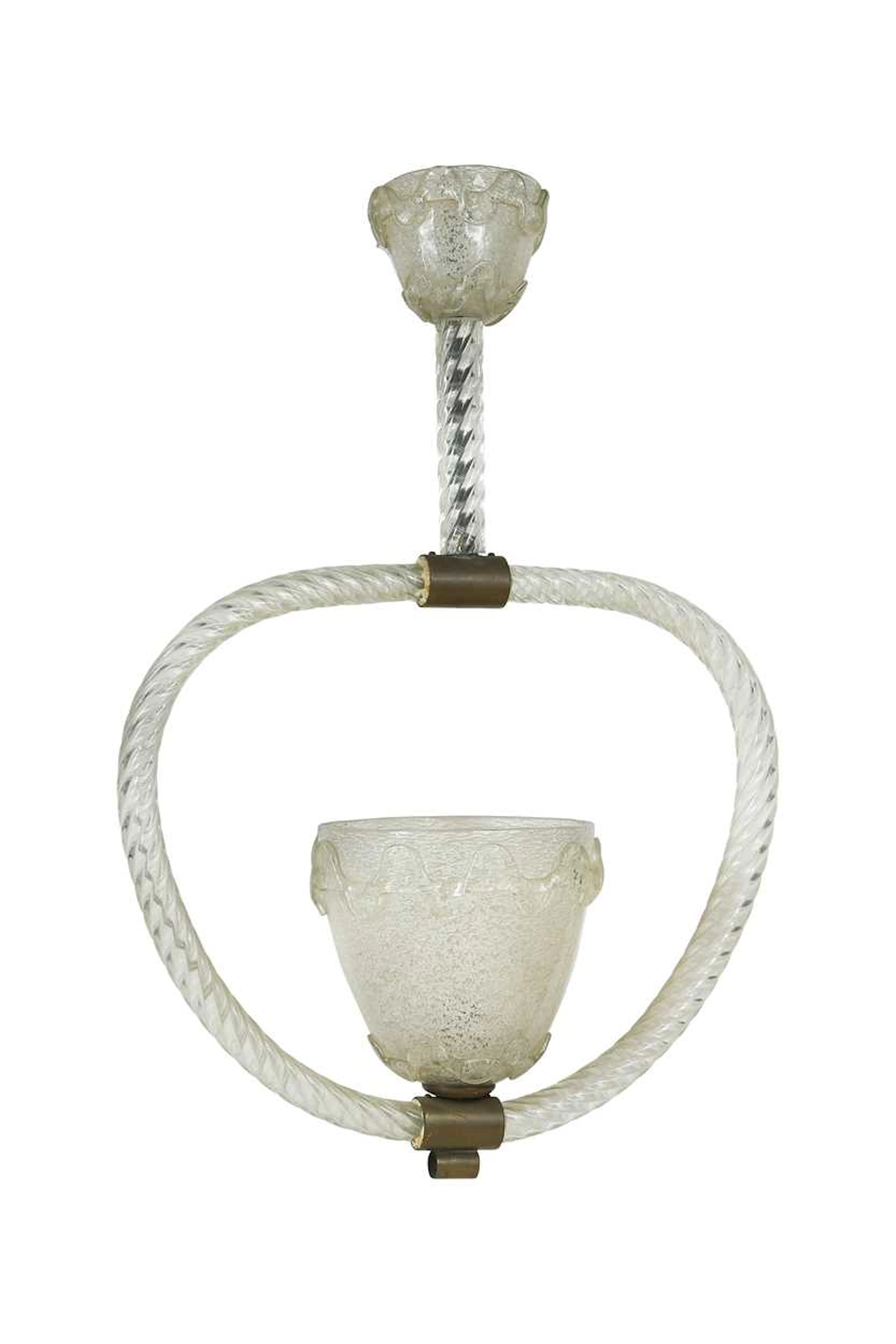 Attributed to Barovier & Toso, a Murano glass pendant light