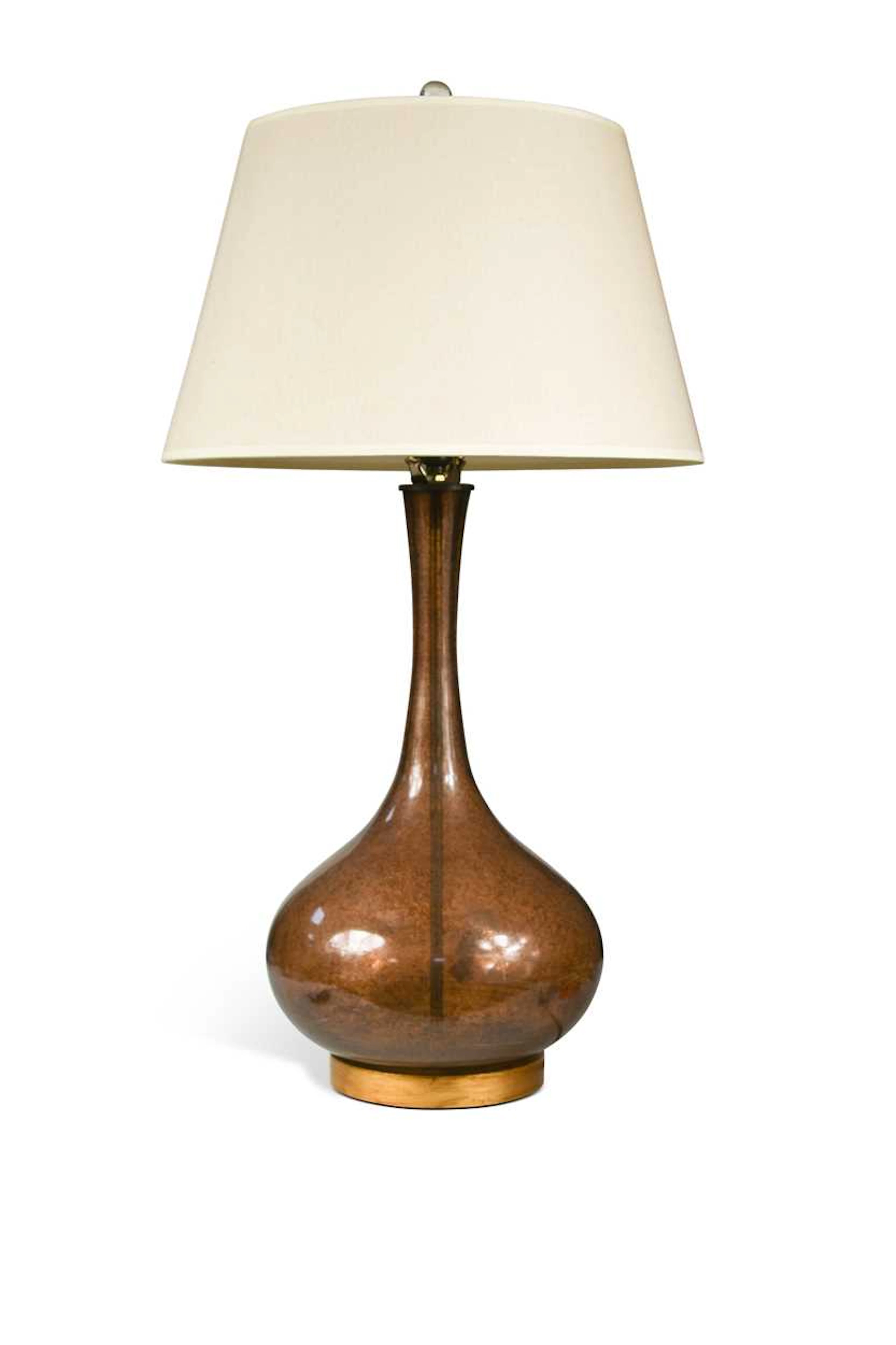 A mottled glass table lamp, contemporary