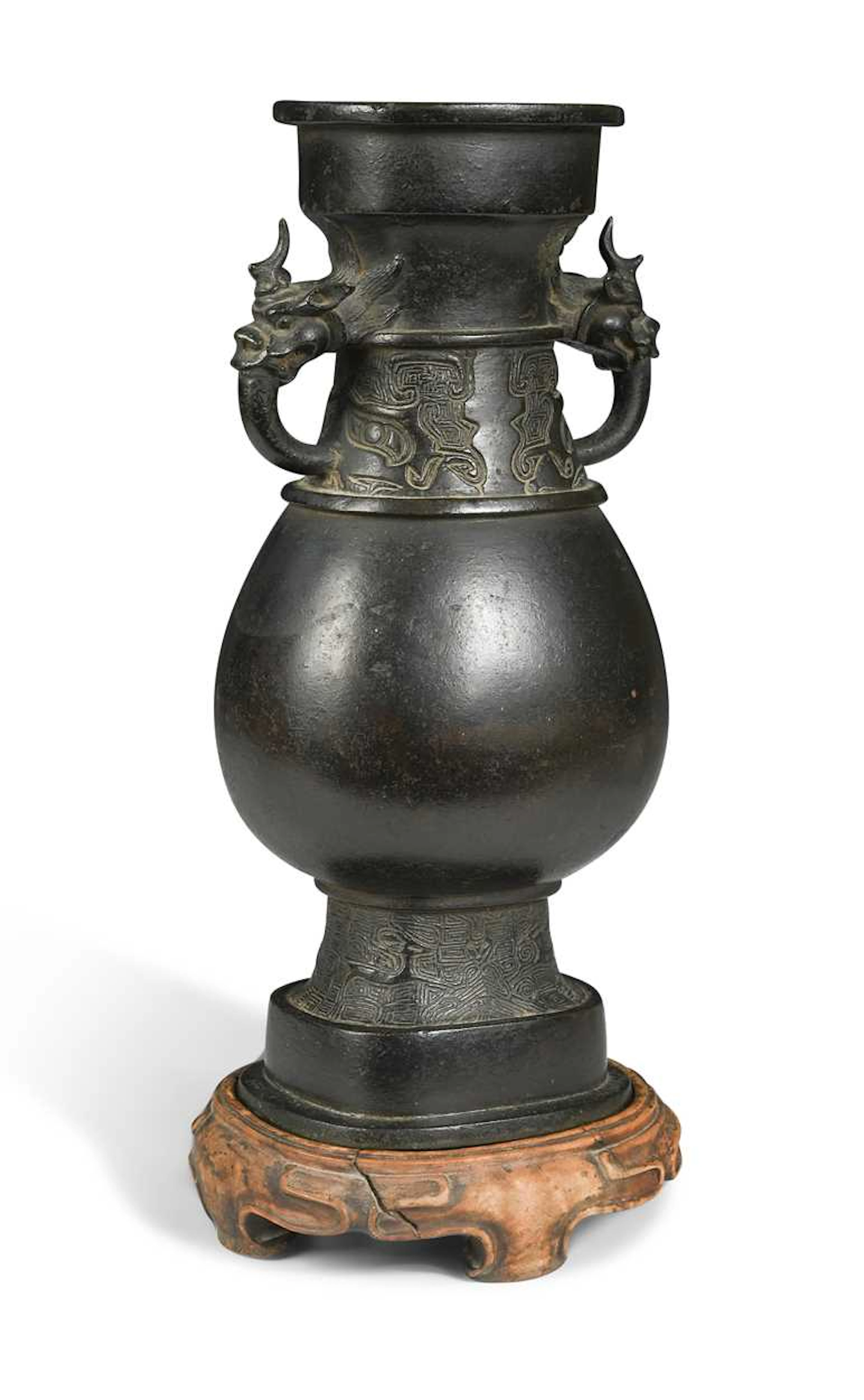 A Chinese bronze dragon vase, early Ming Dynasty, 14th/15th century