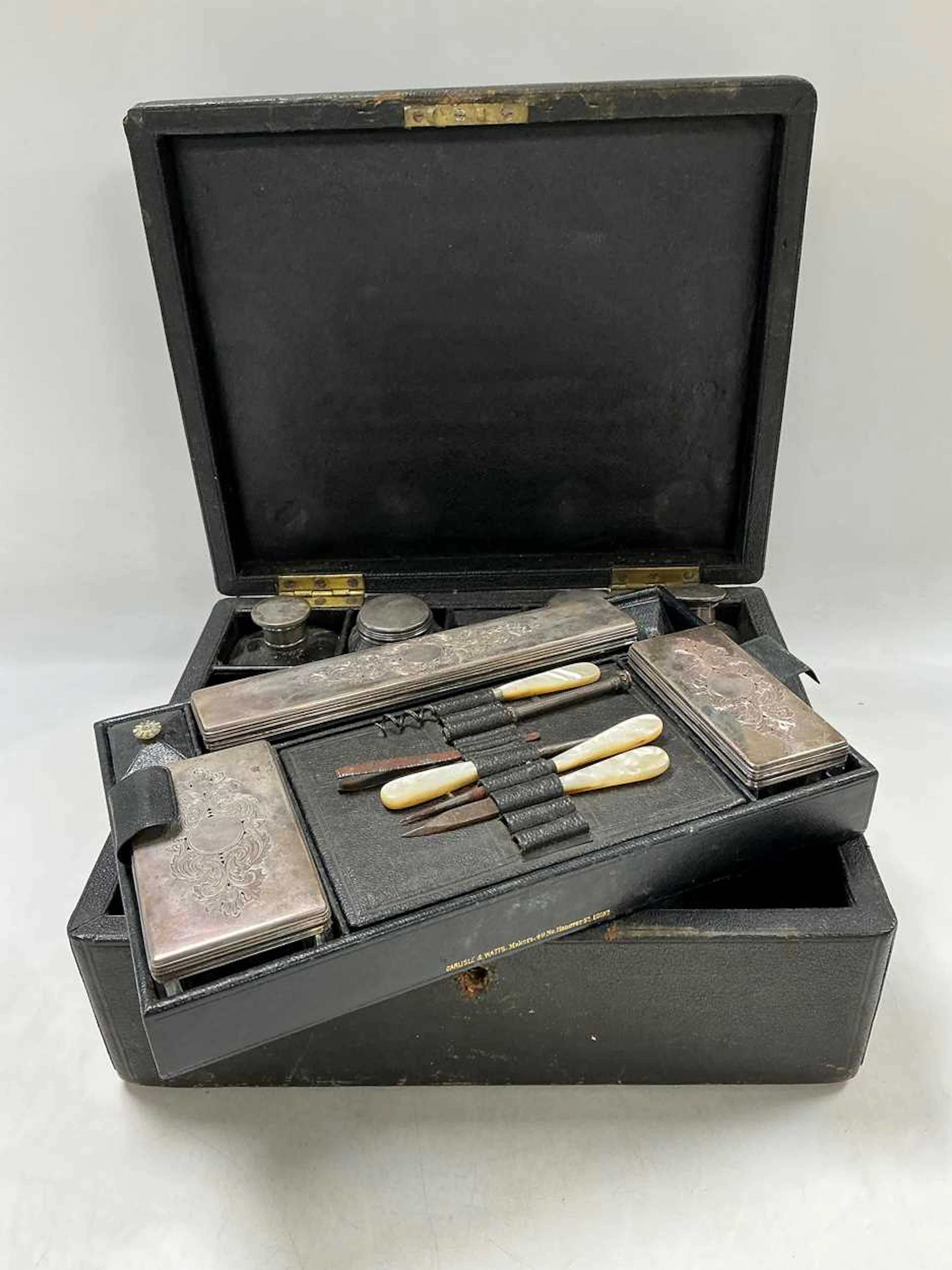 A Victorian leather vanity case