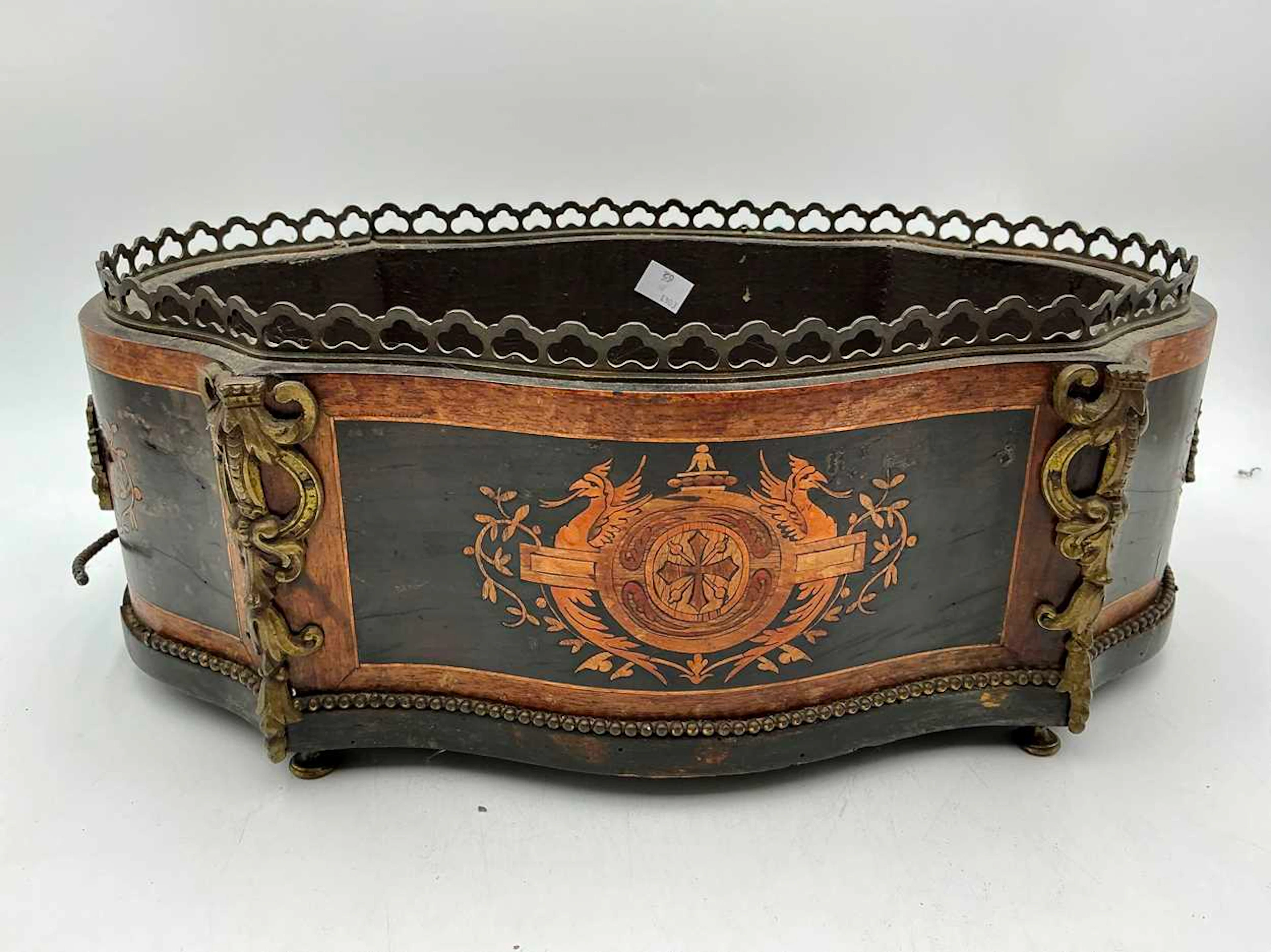 A 19th century continental jardiniere with ormolu mounts...