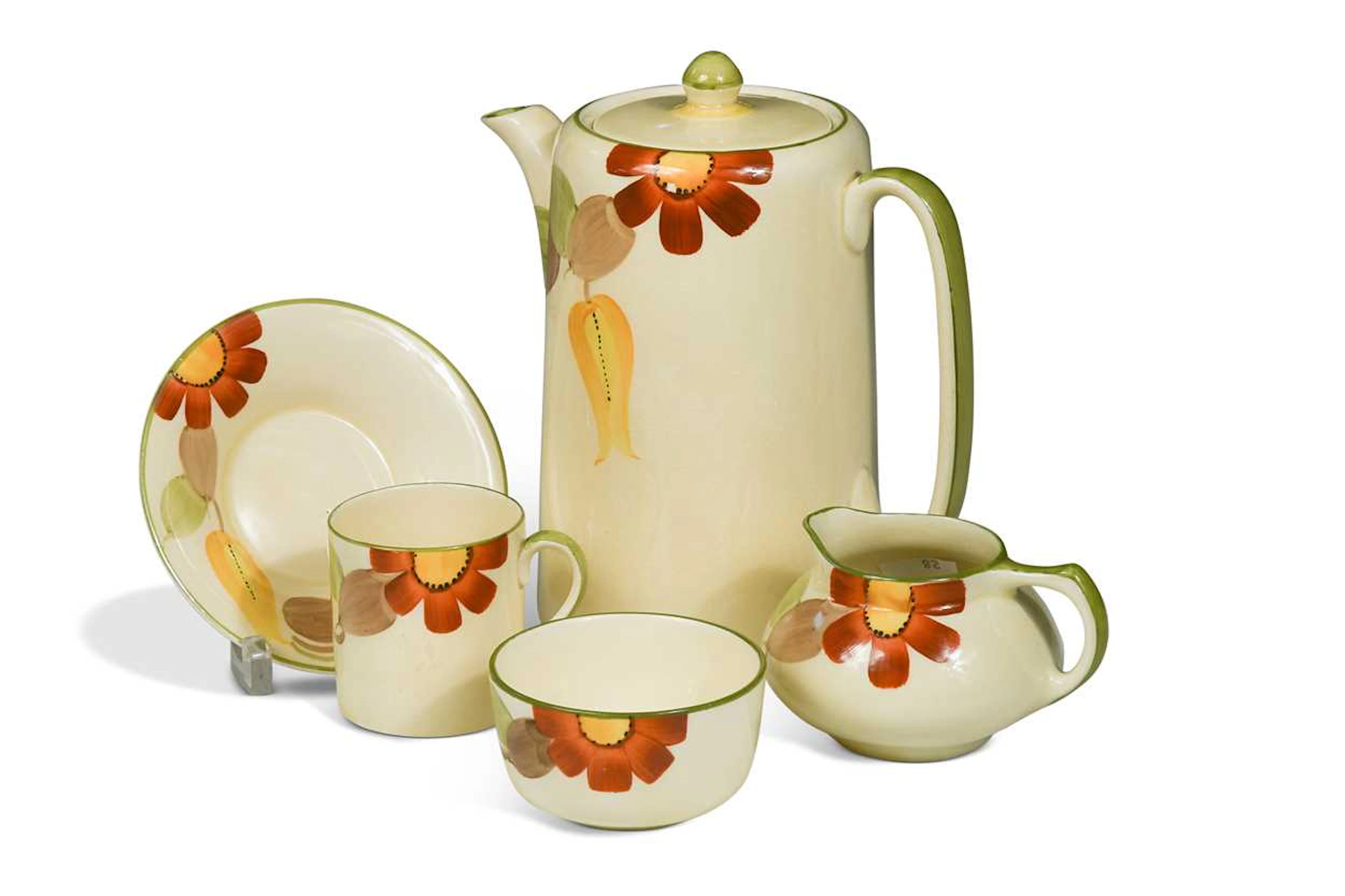 Susie Cooper at Crown Works, Burslem, a floral decorated coffee service