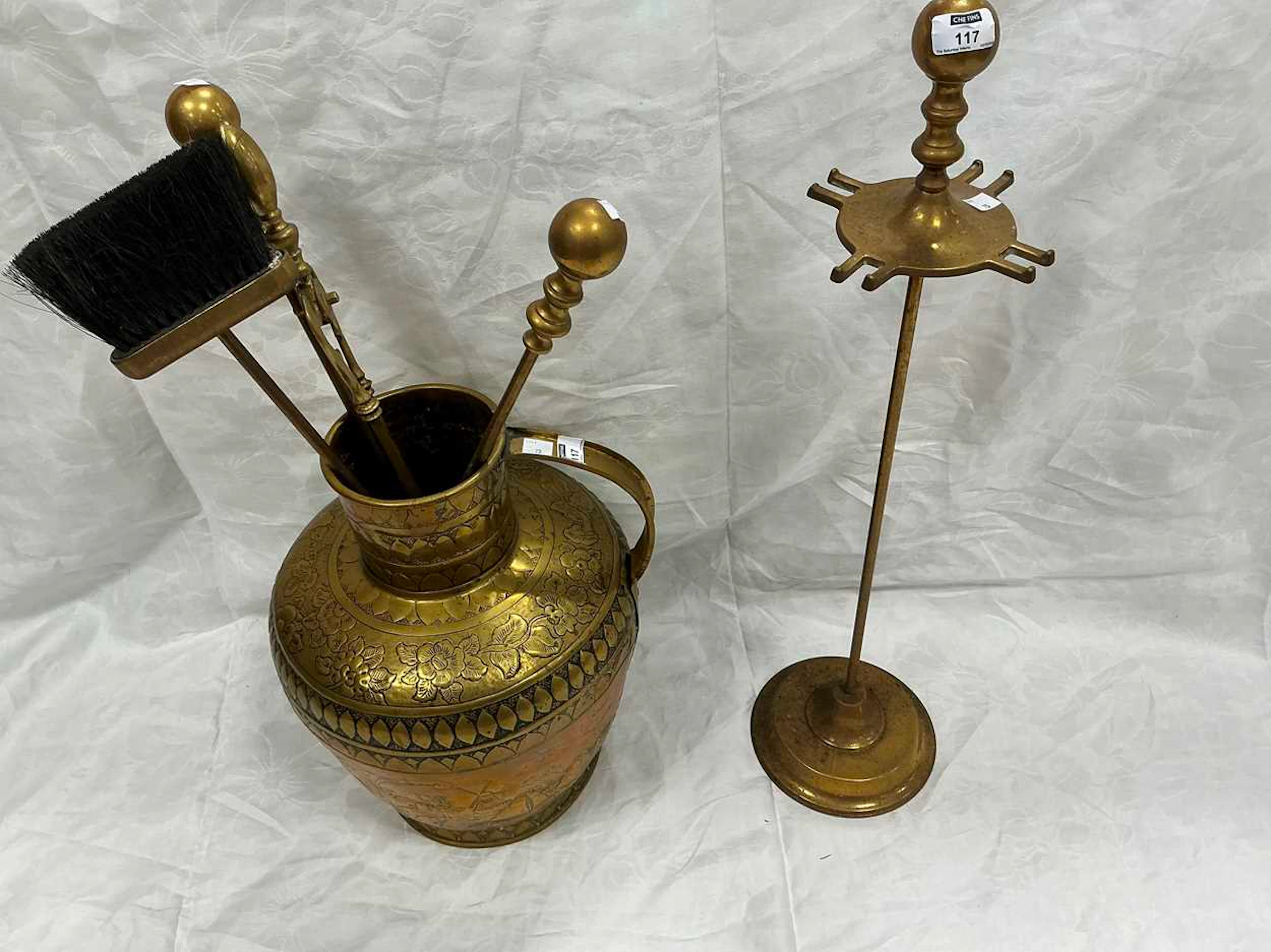 Brass fire irons with stand (the stand 78cm High)