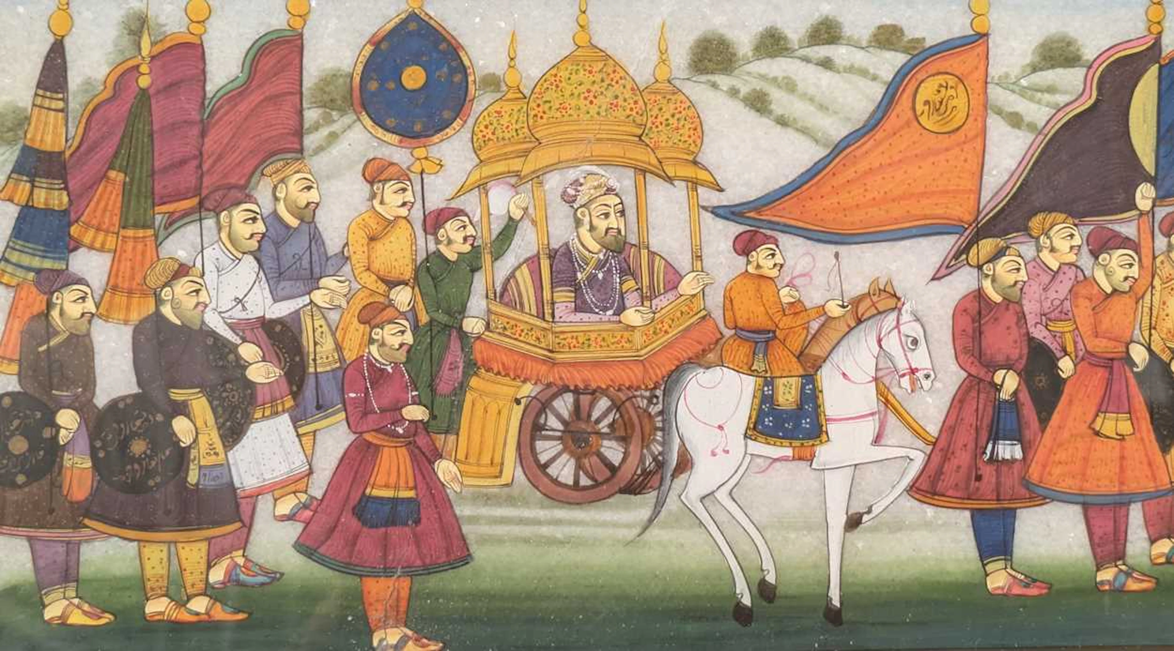 Mughal School, a painted marble plaque, 20th century
