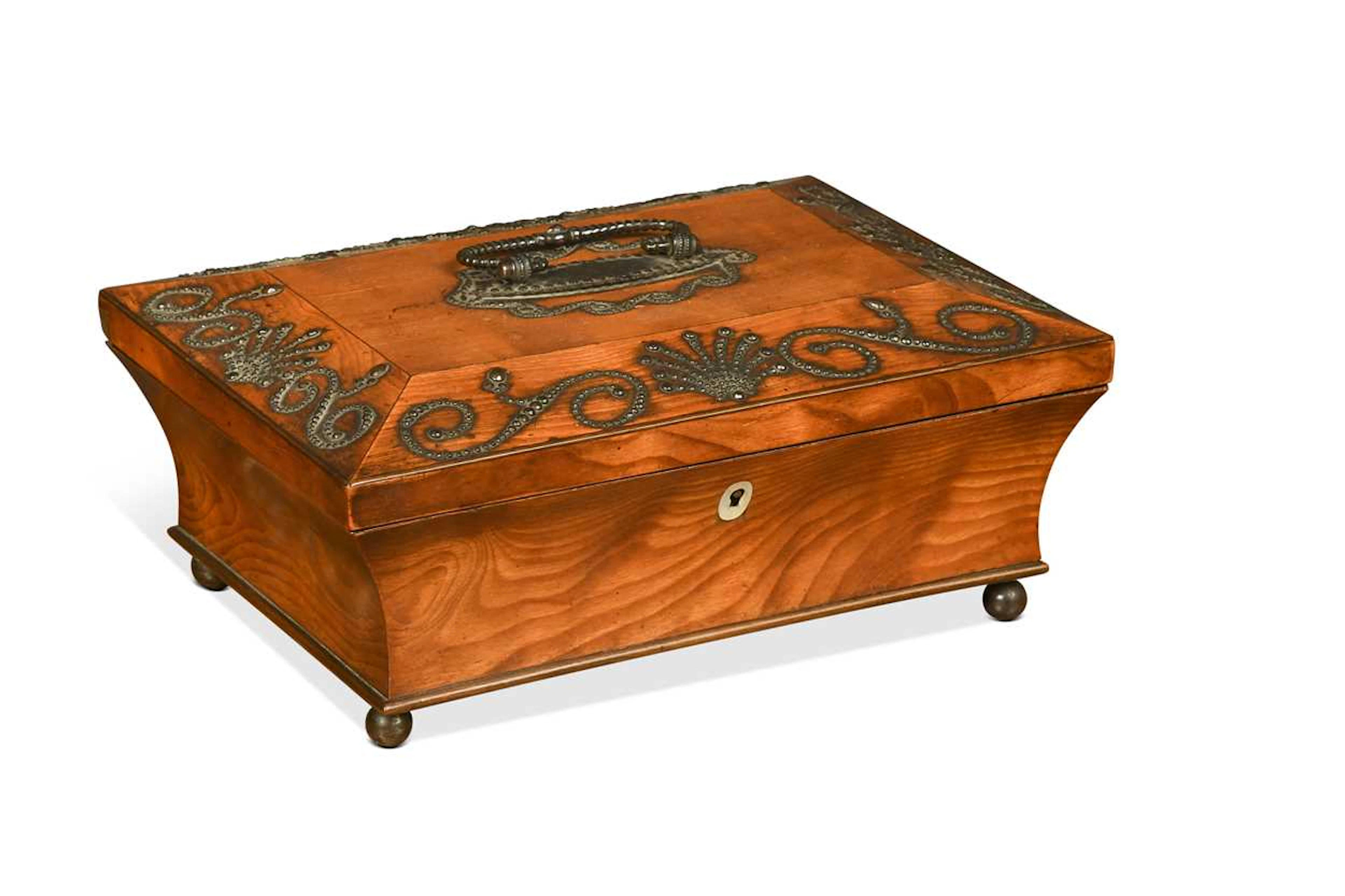 A French satinwood work box, 19th century