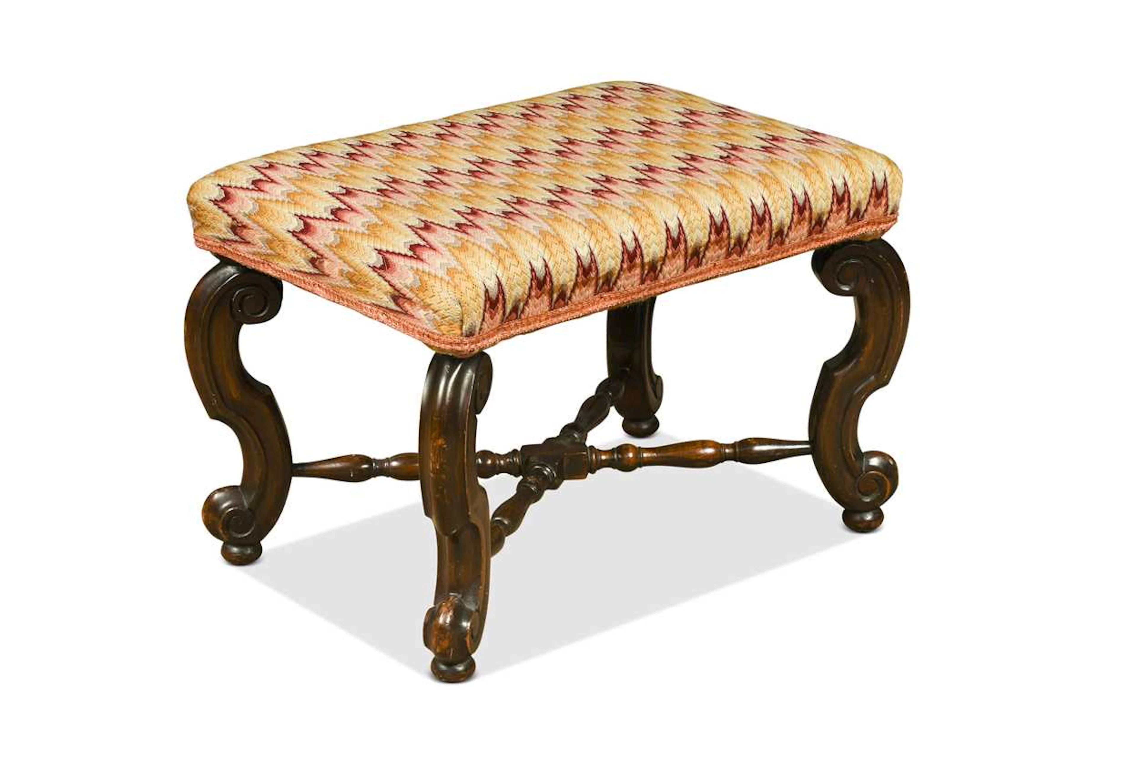 A Carolean style mahogany footstool, 19th century