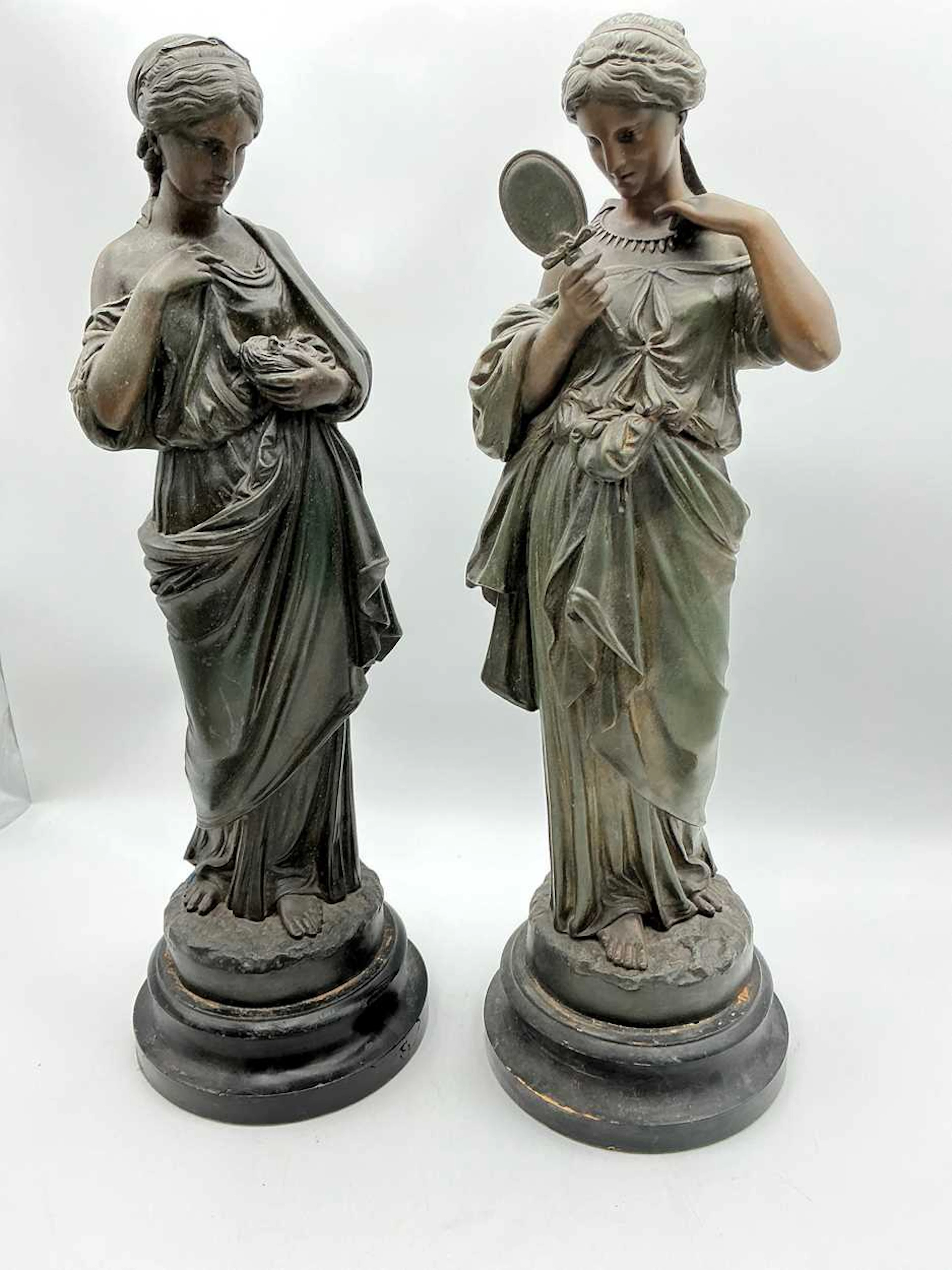Two French painted spelter models