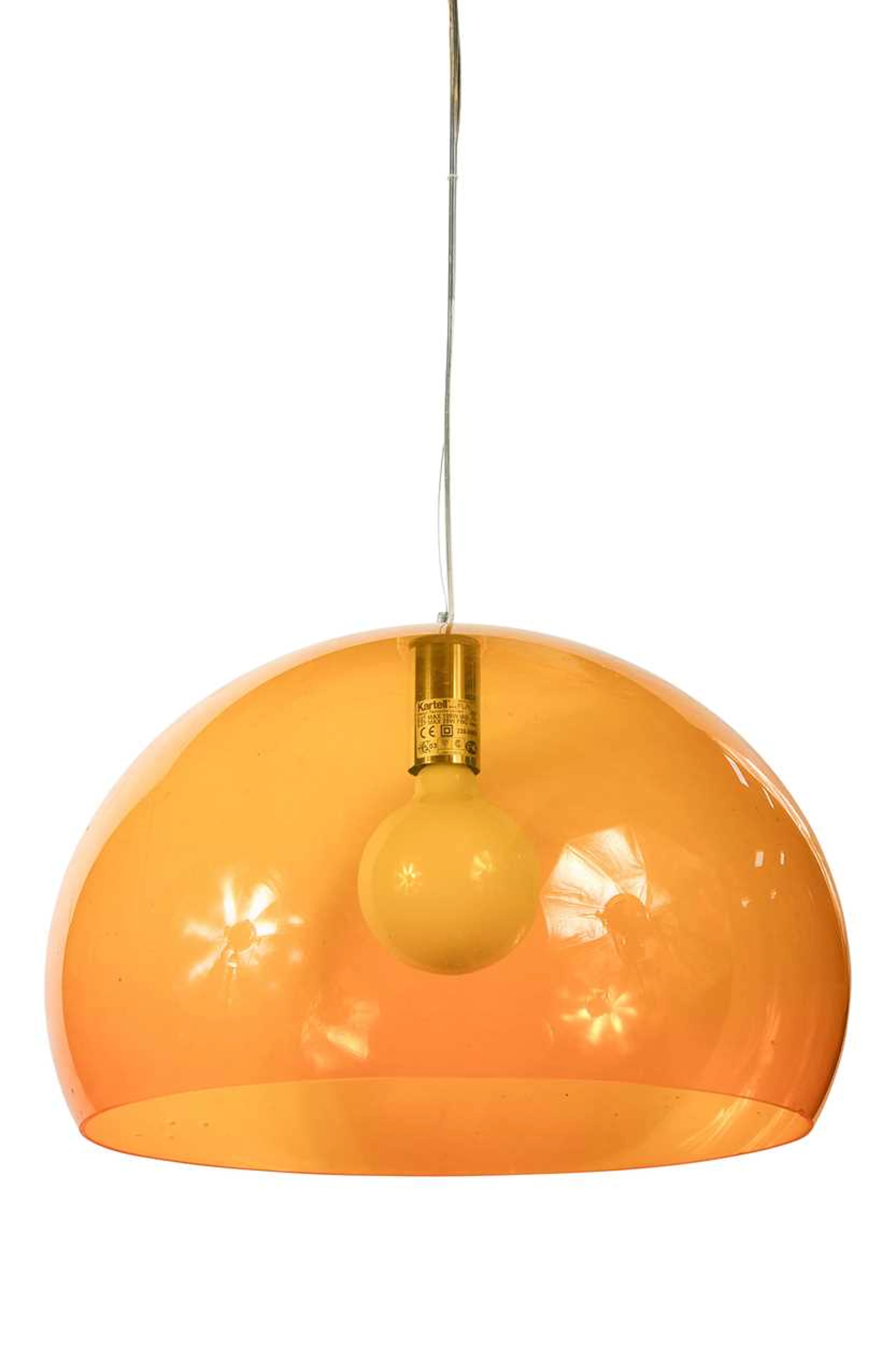 Ferruccio Laviani for Kartell, four coloured plastic FL/Y pendant lights