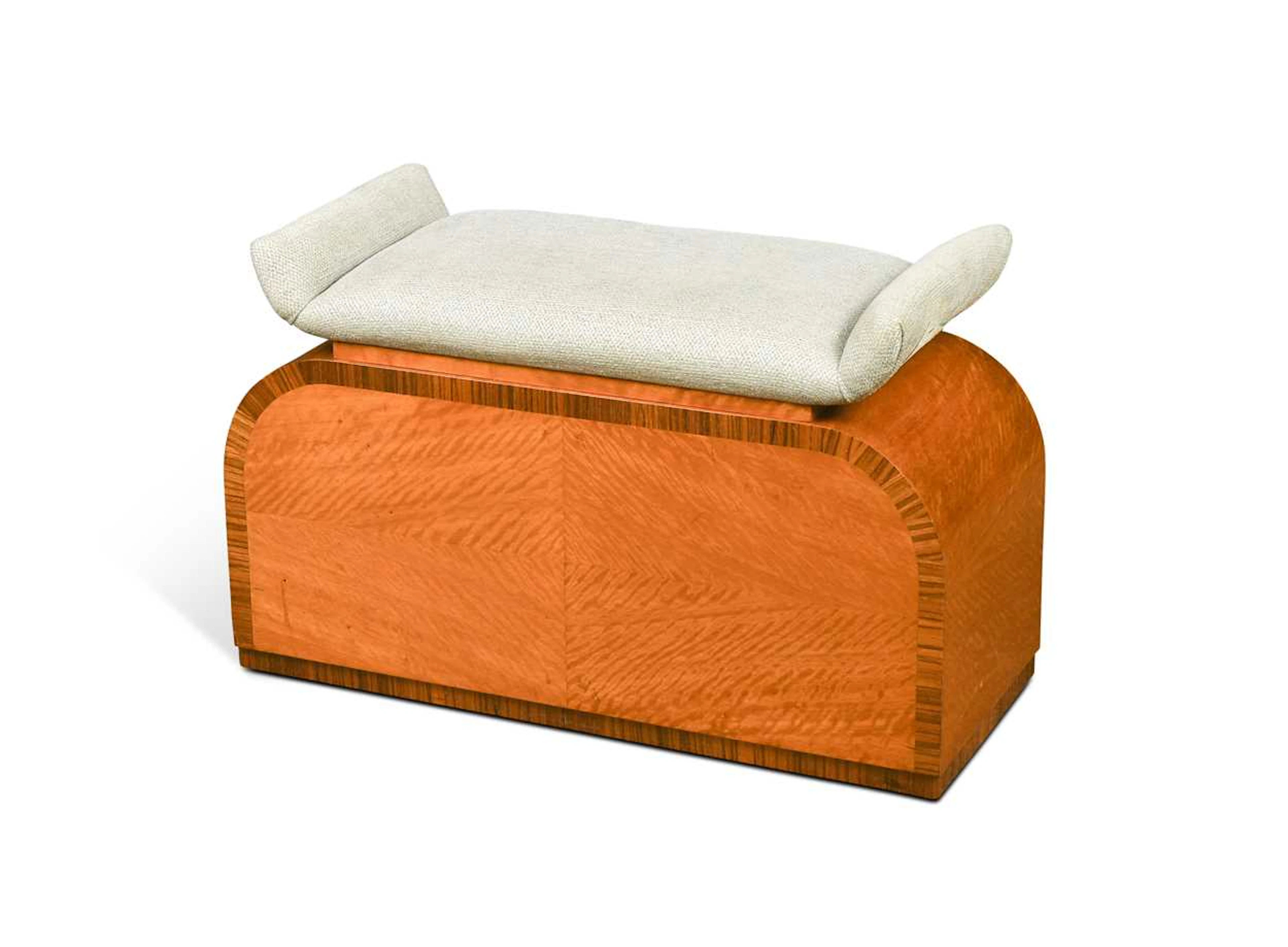 An Art Deco satinwood ottoman stool