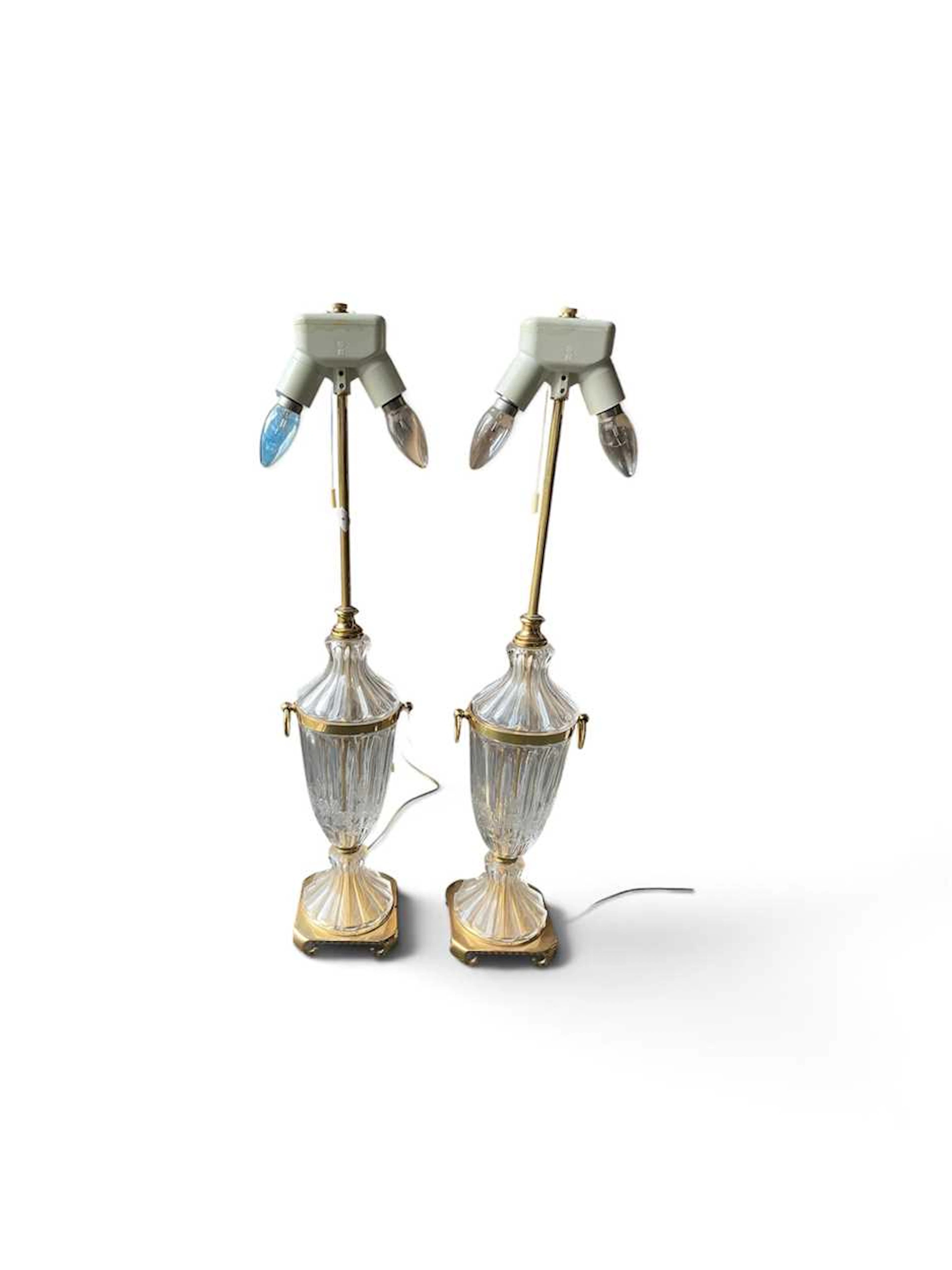 A pair of late 20th century cut glass table lamps