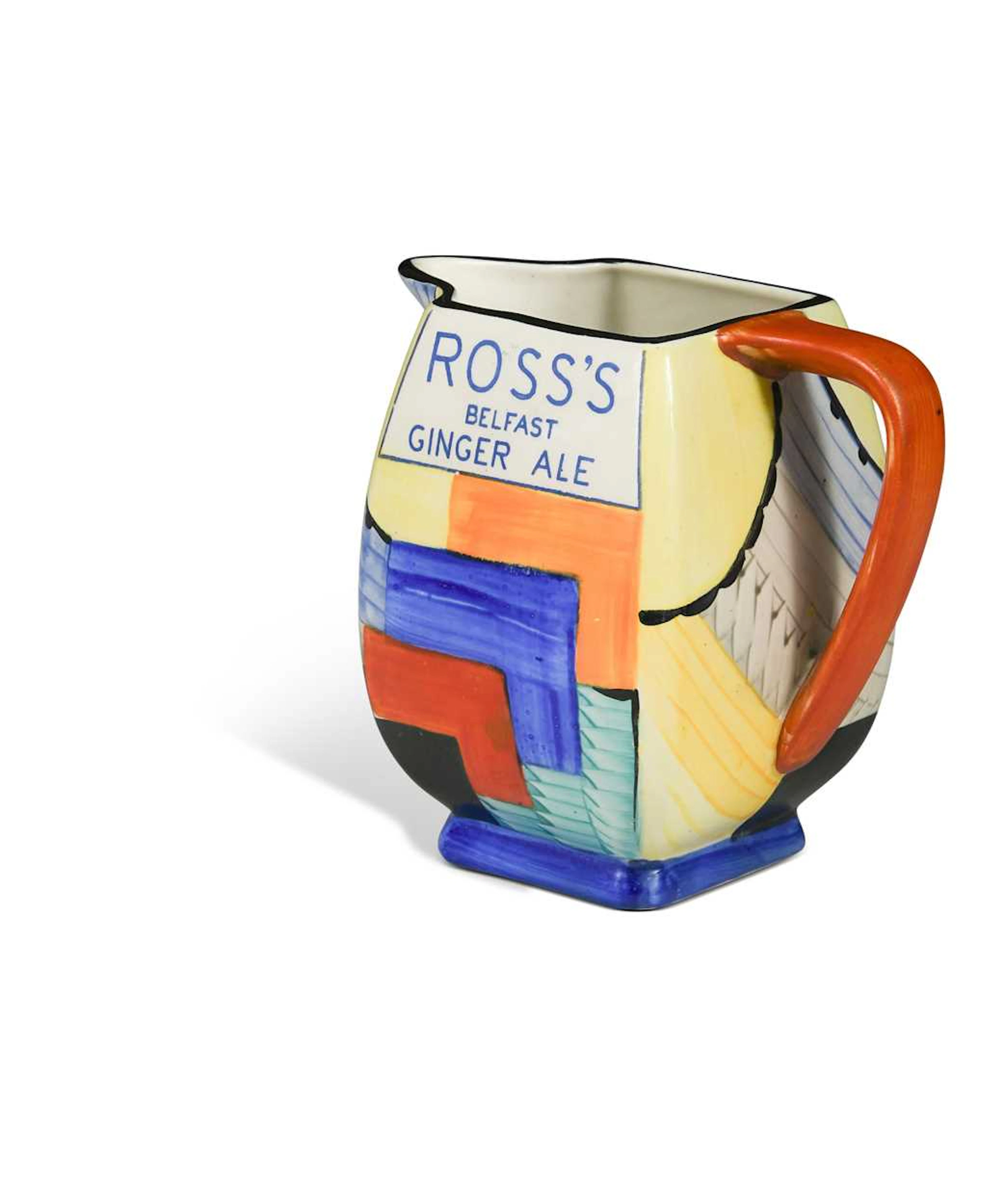 Susie Cooper at Gray's Pottery, a 'Cubist' pattern advertising jug