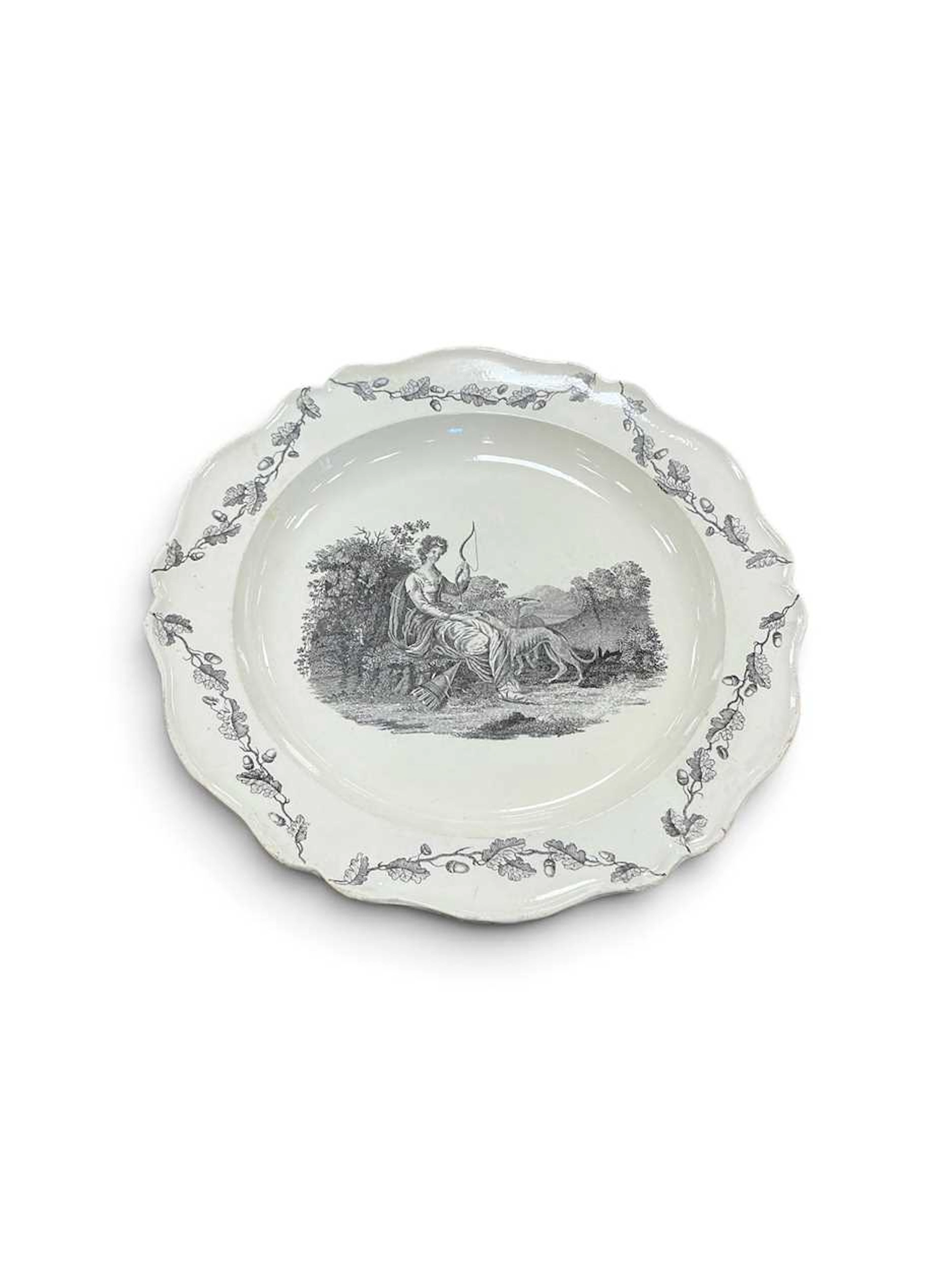 Six 18th century creamware plates with scalloped edges