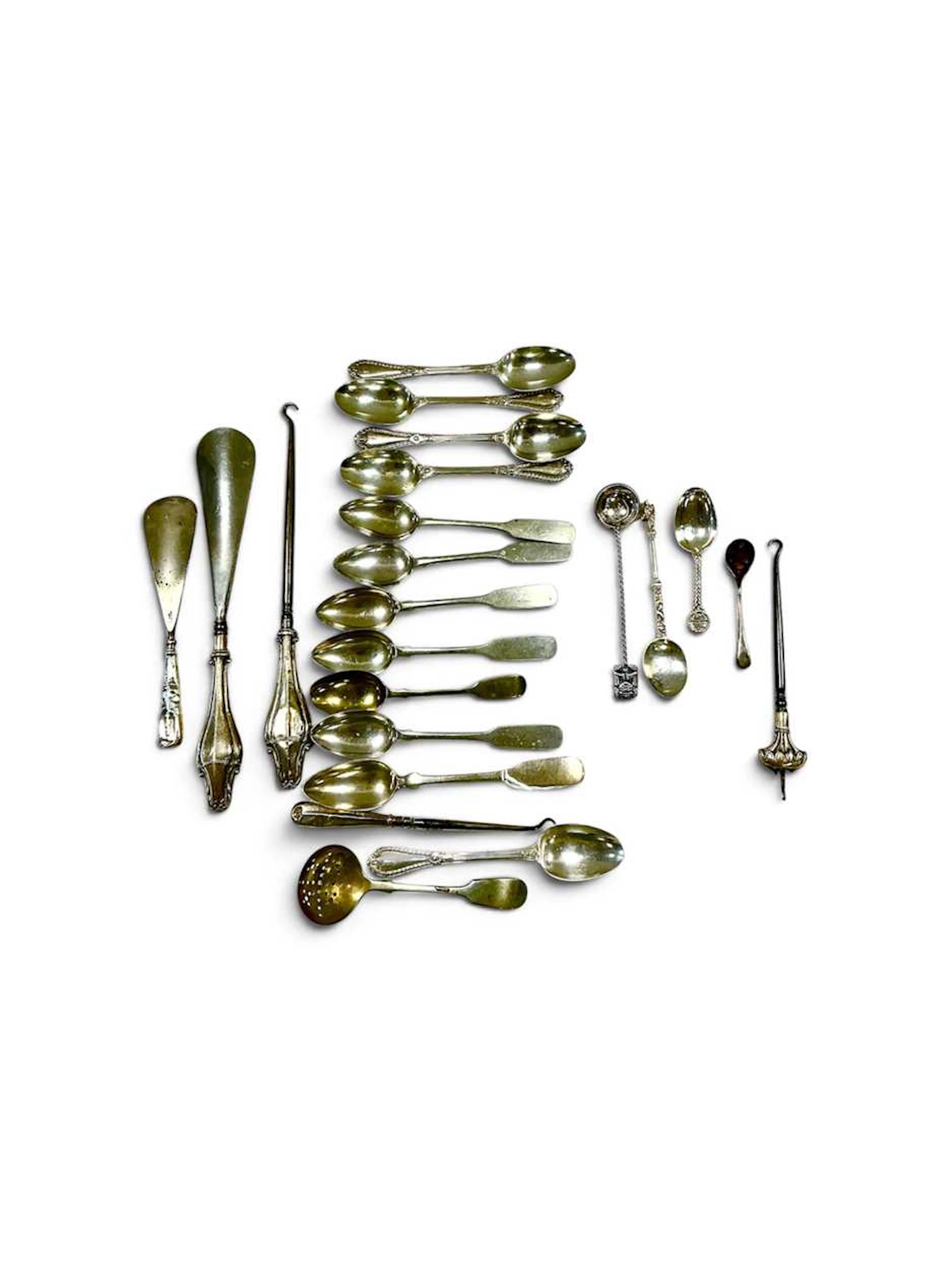 A group of miscellaneous silver and metal flatware