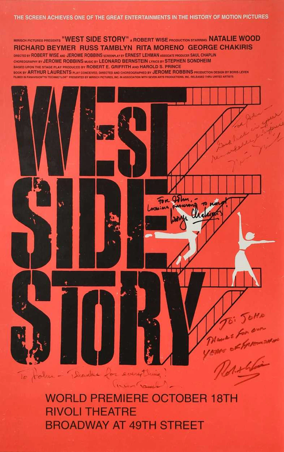 A 1961 premier poster for West Side Story at the Rivoli Theatre, New York