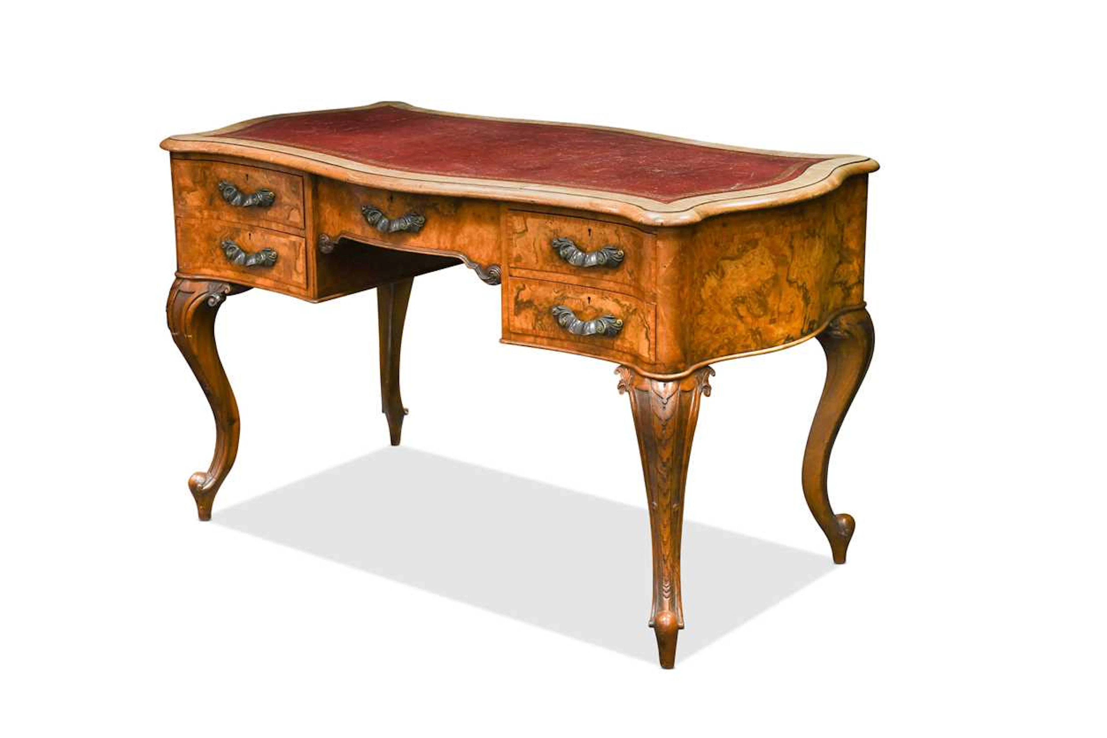 A walnut library table, 19th century