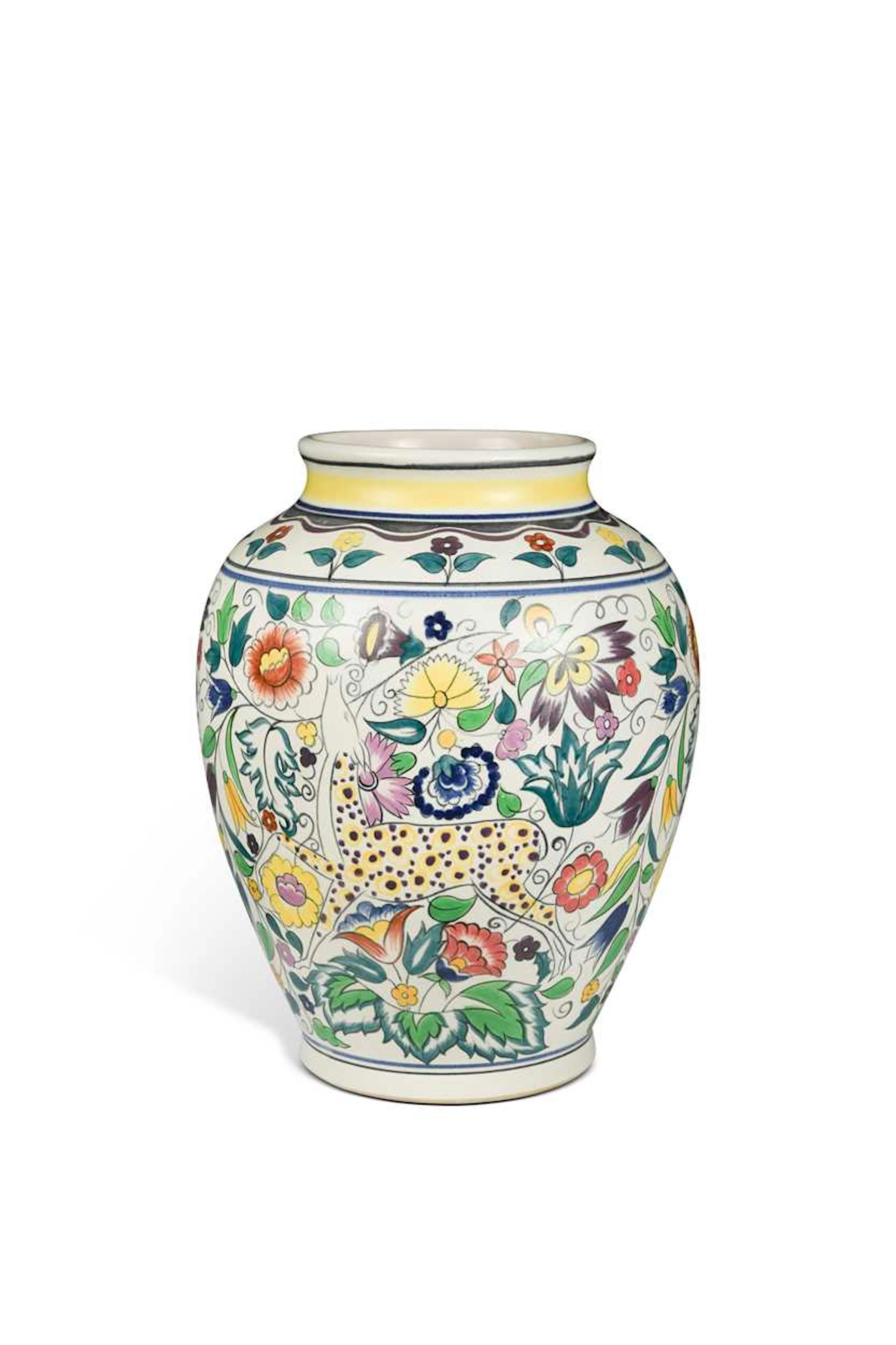 Gwen Haskins for Poole Pottery, a large 'Persian Deer' vase