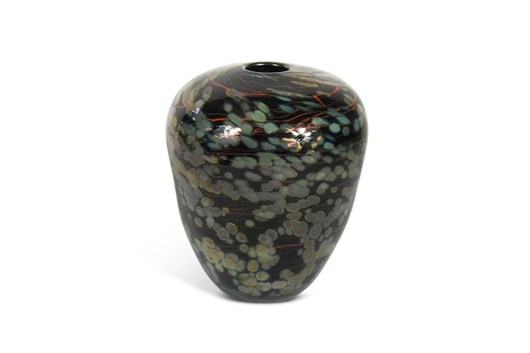 Peter Layton (1937-), an iridescent art glass vase, 1987