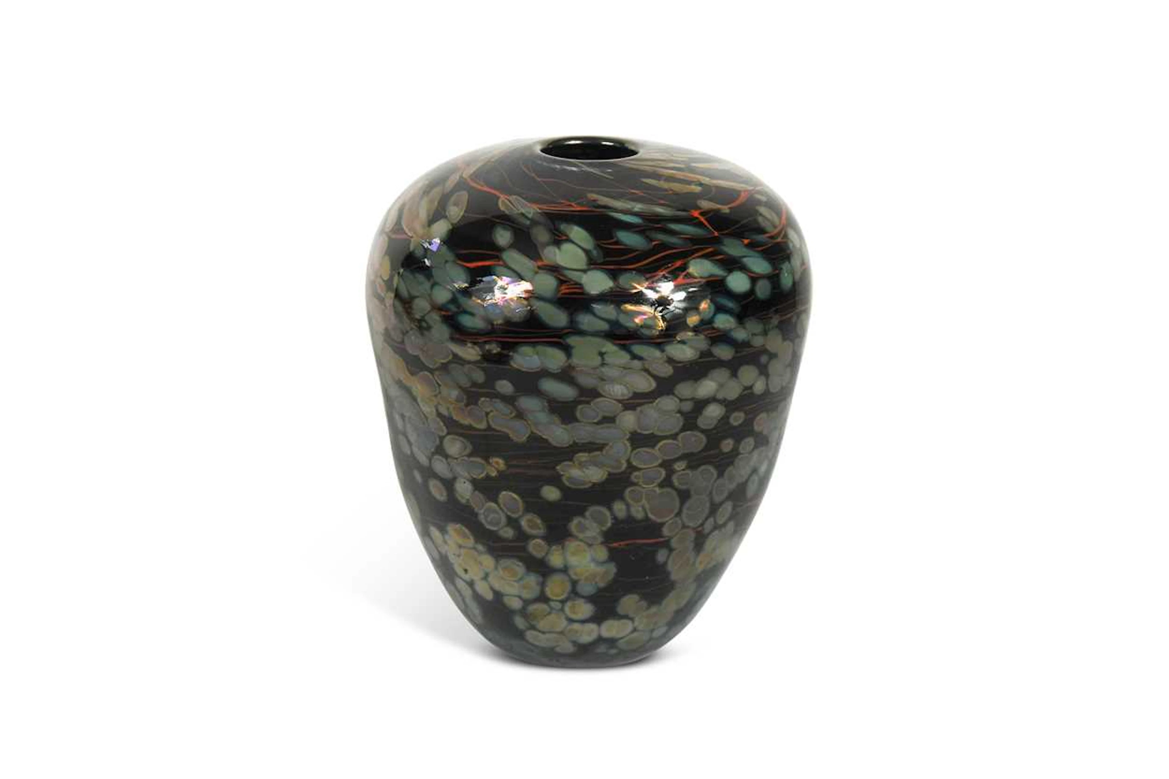 Peter Layton (1937-), an iridescent art glass vase, 1987