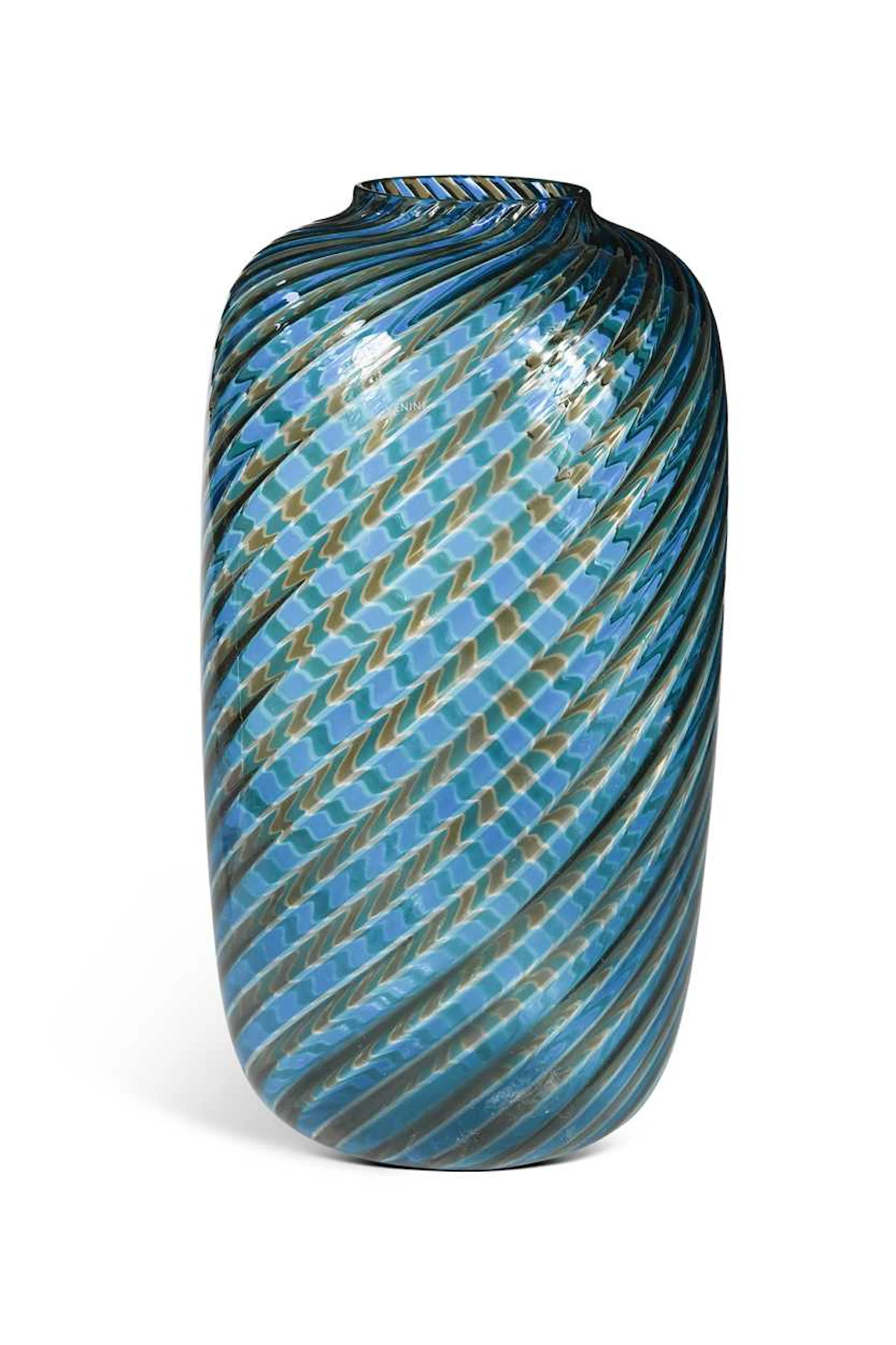 A large Venini 'canne ritorte' glass vase