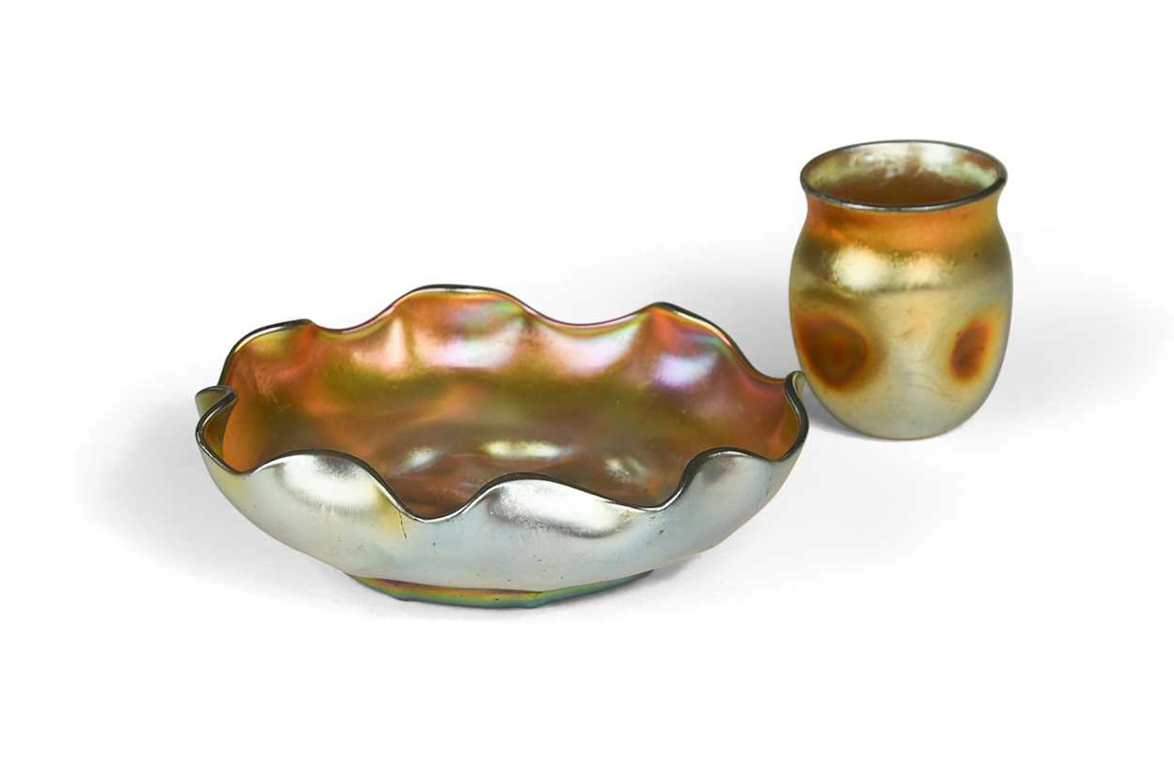 A miniature Tiffany Favrile glass vase