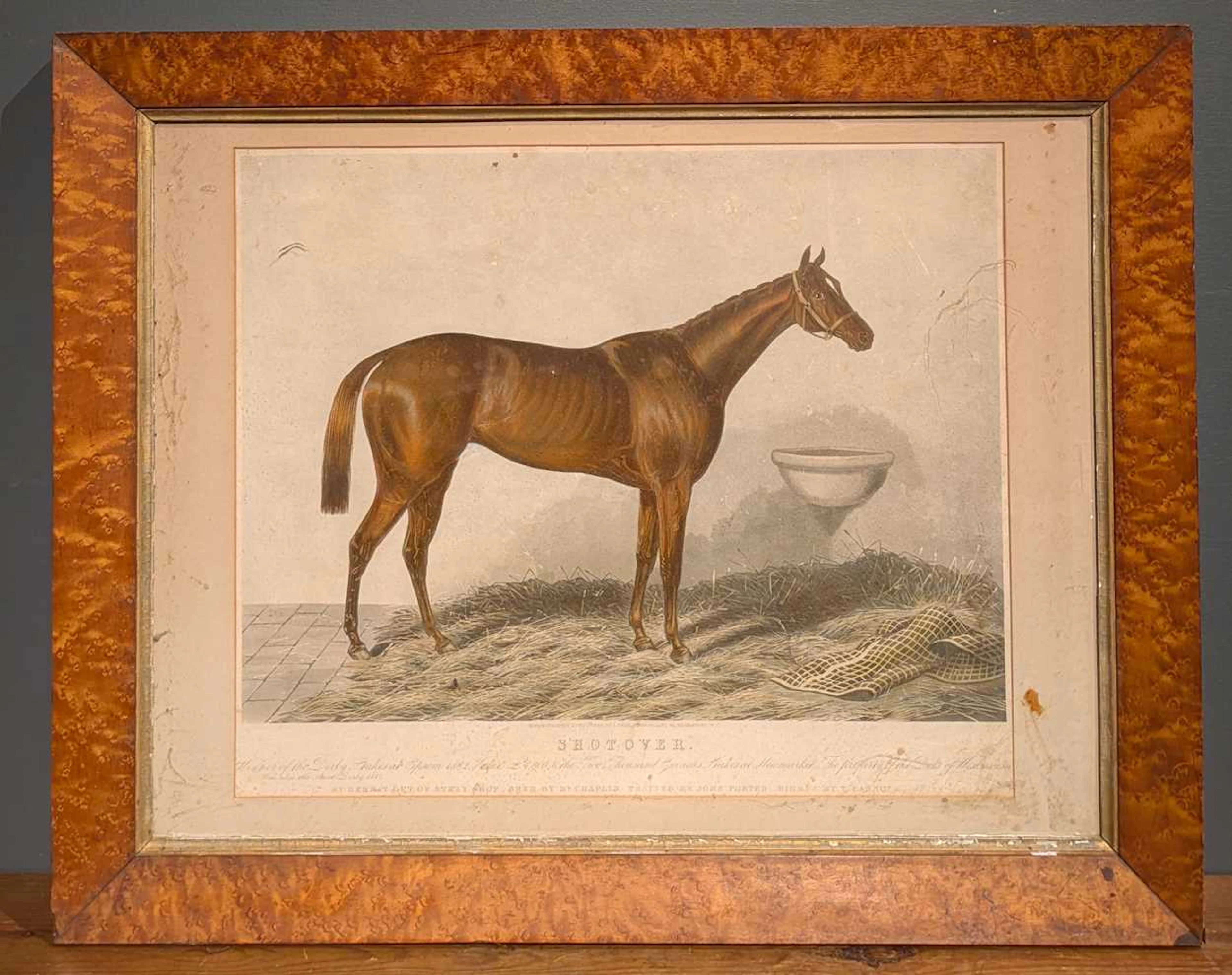 Three Horse Related Prints In Maple Frames