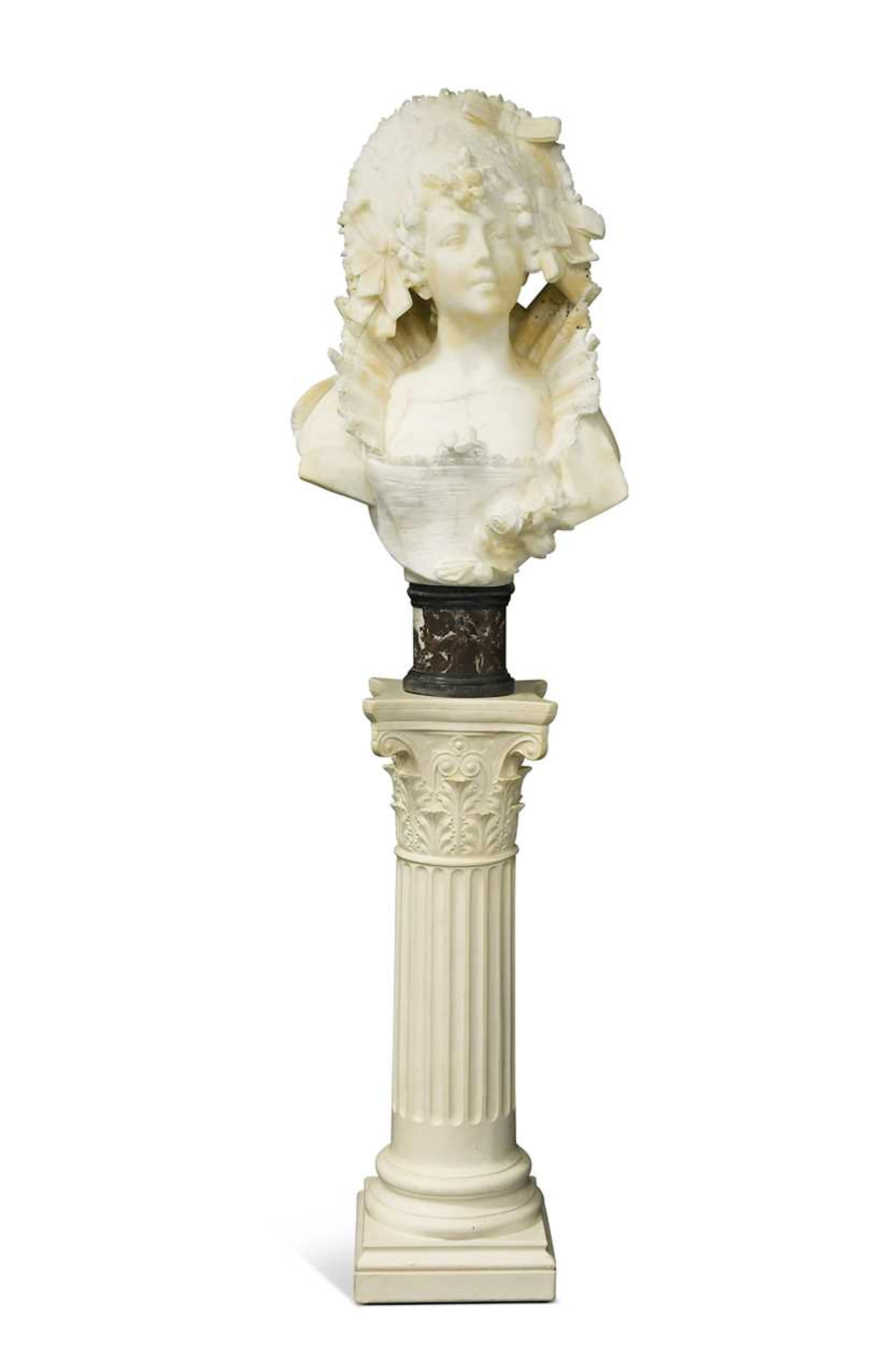 Ferdinando Vichi (1875-1945), a carved marble bust of a woman