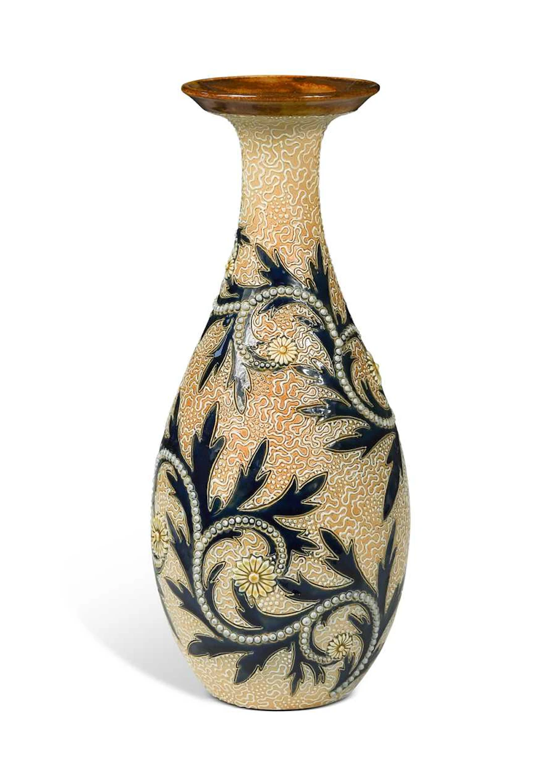 George Tinworth for Doulton Lambeth, a stoneware bottle vase, circa 1905