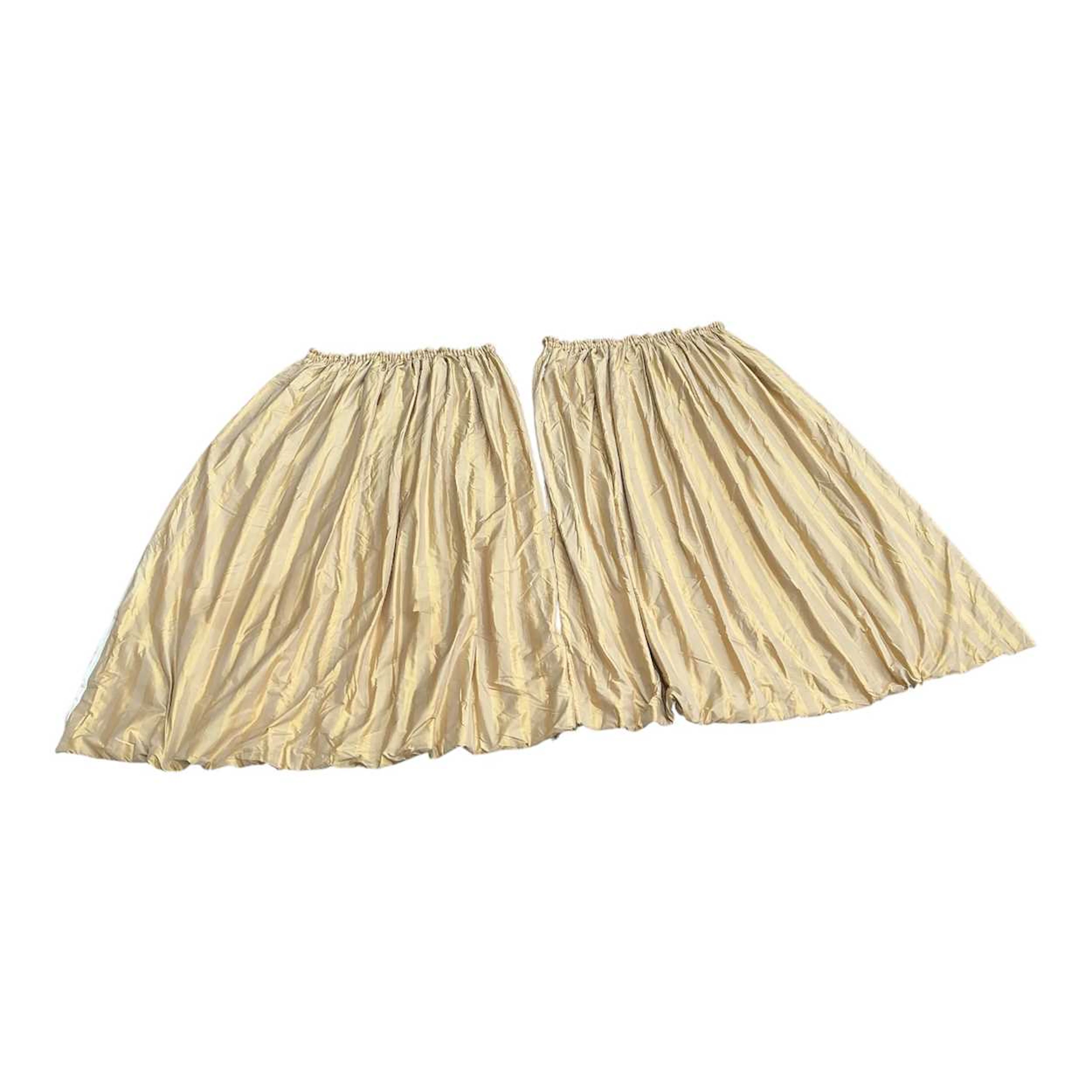Two pairs of striped silk curtains in pale gold