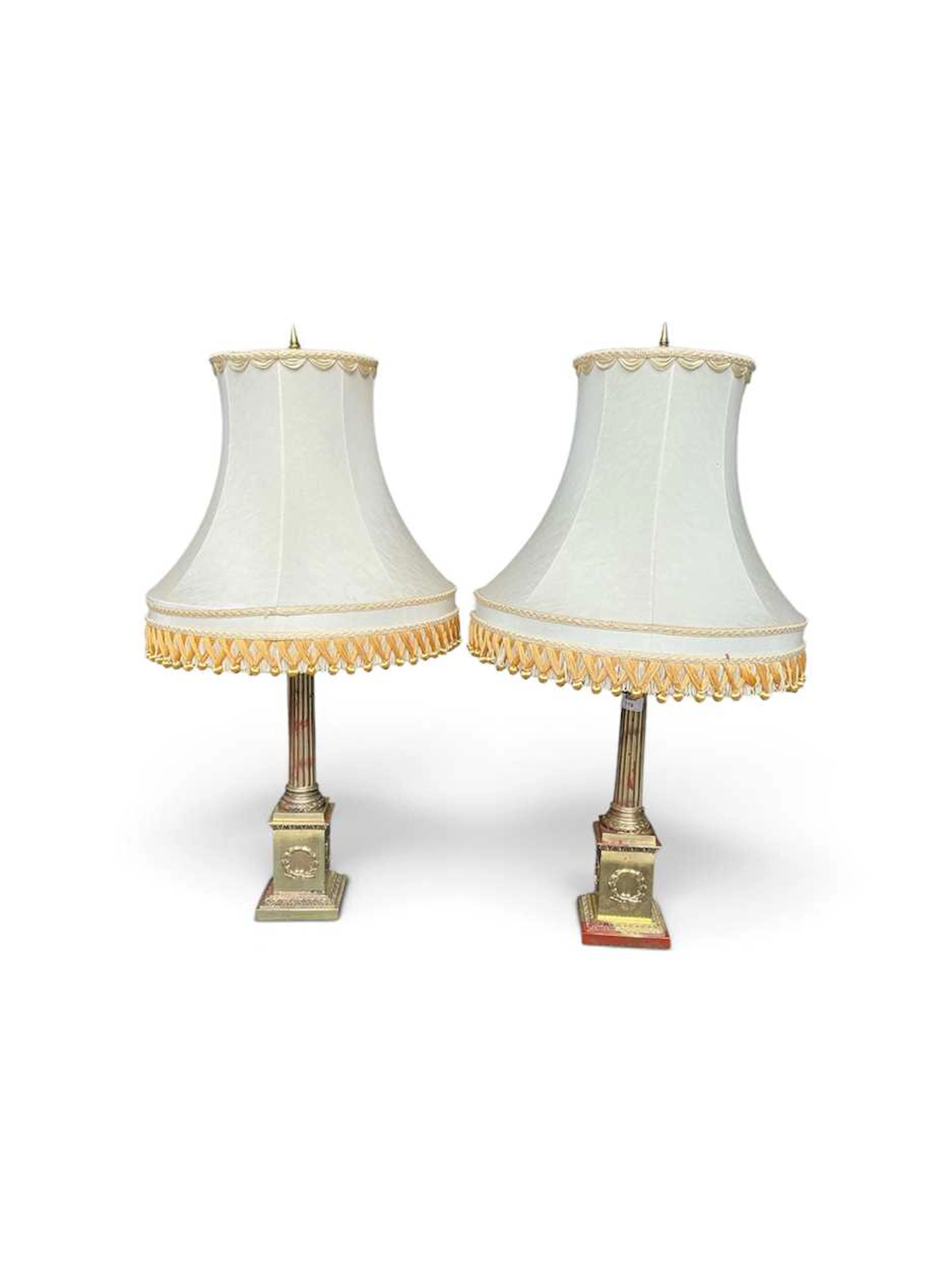 Pair of corinthian column lamps
