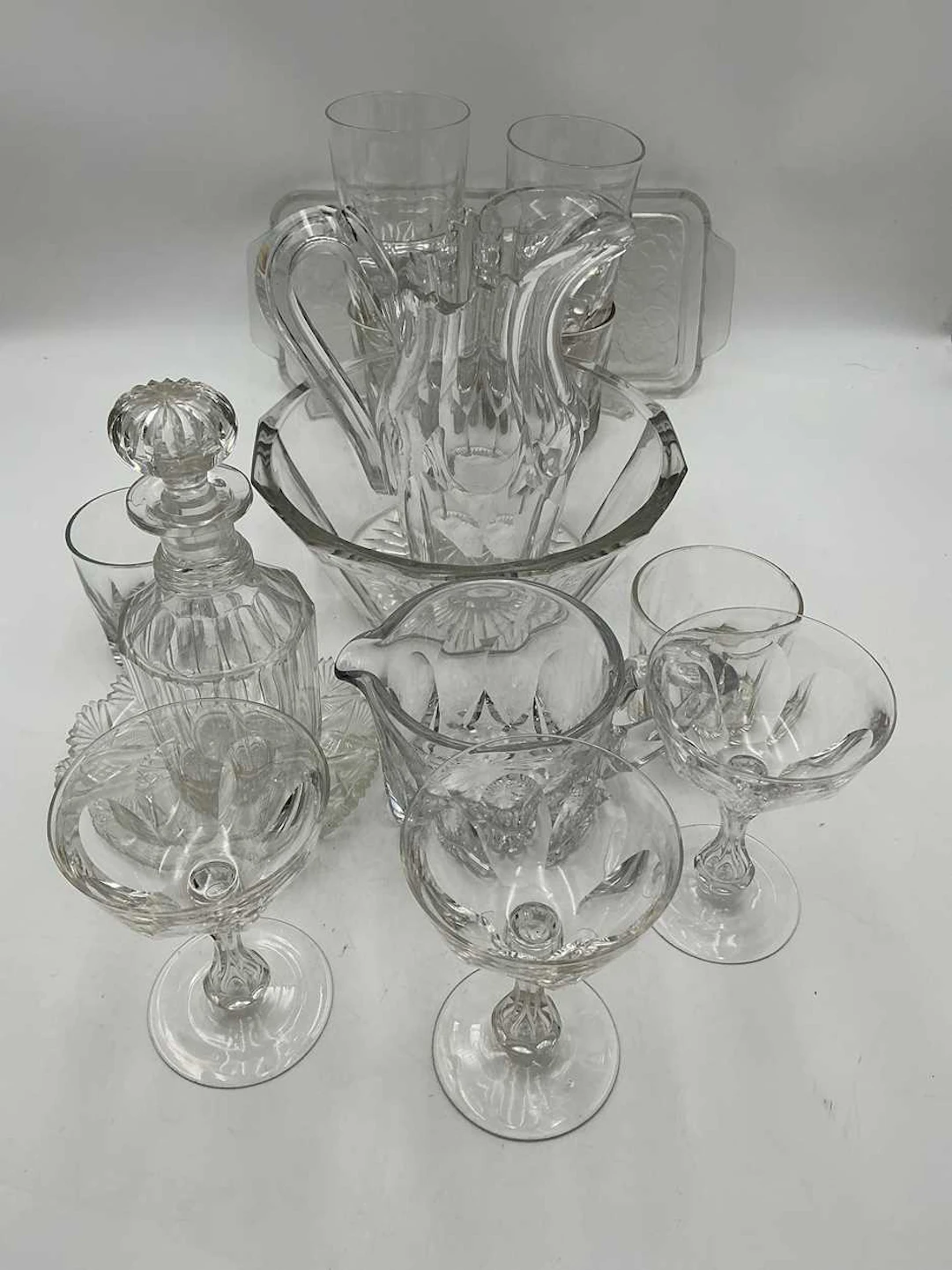 A collection of mixed glass ware