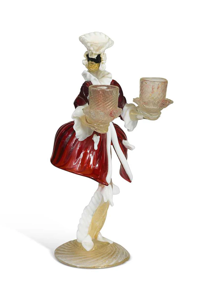 A Murano figural glass candleholder