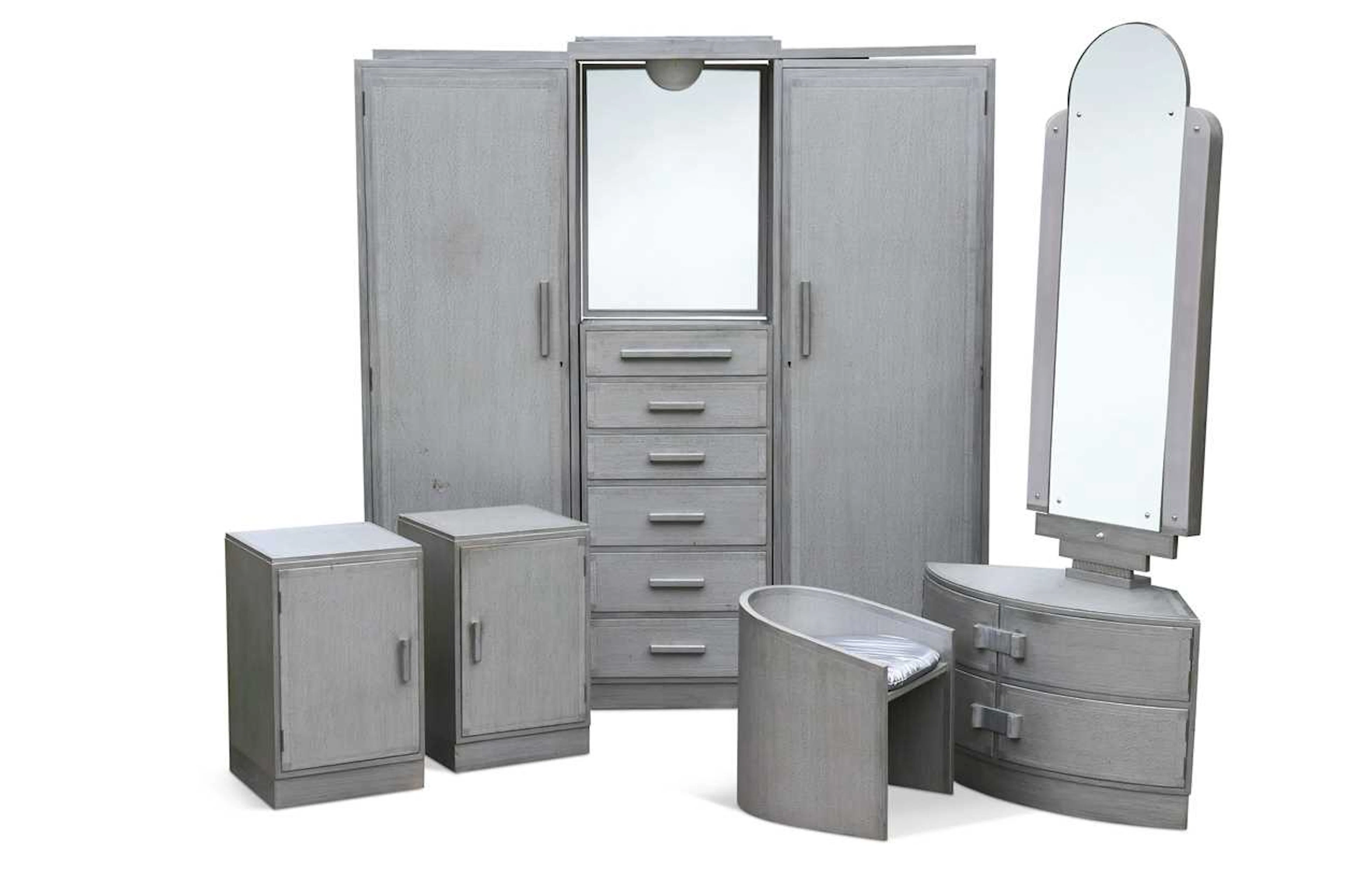 Rowley Gallery, an Art Deco silvered bedroom suite, circa 1930