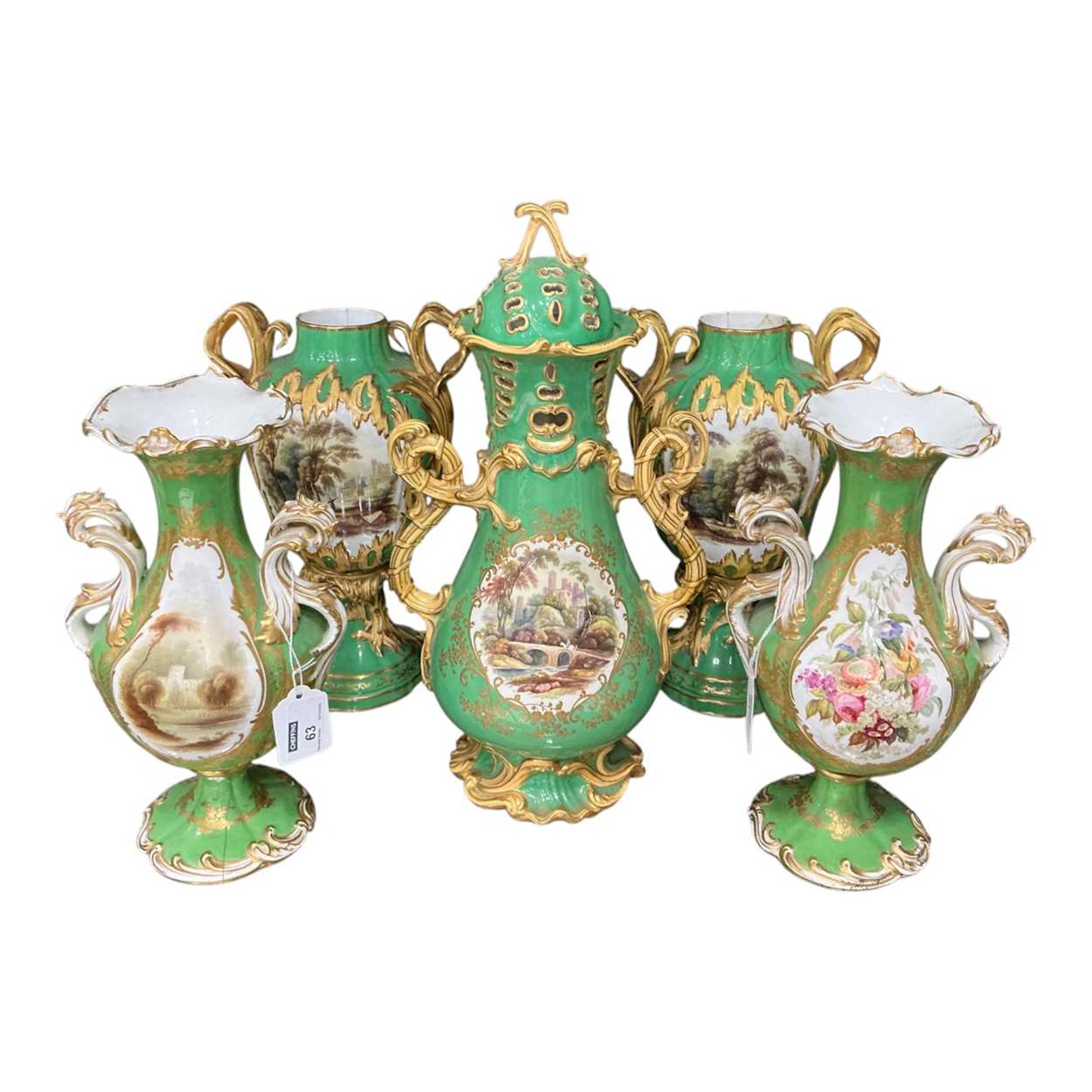 A Minton two-handled pot pourri vase and cover 38cm High...