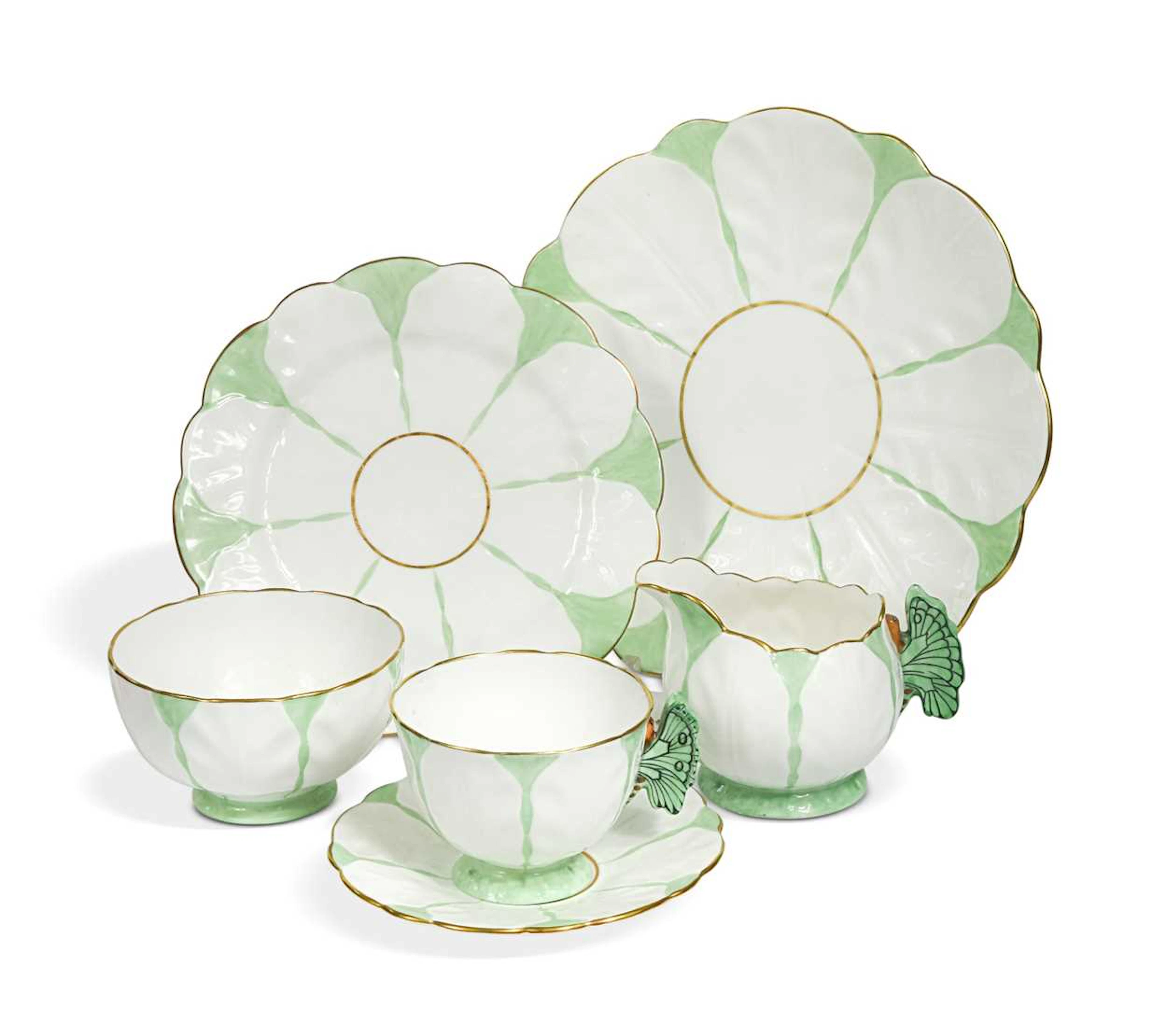 Aynsley, a 'Butterfly and Cabbage' pattern part tea service