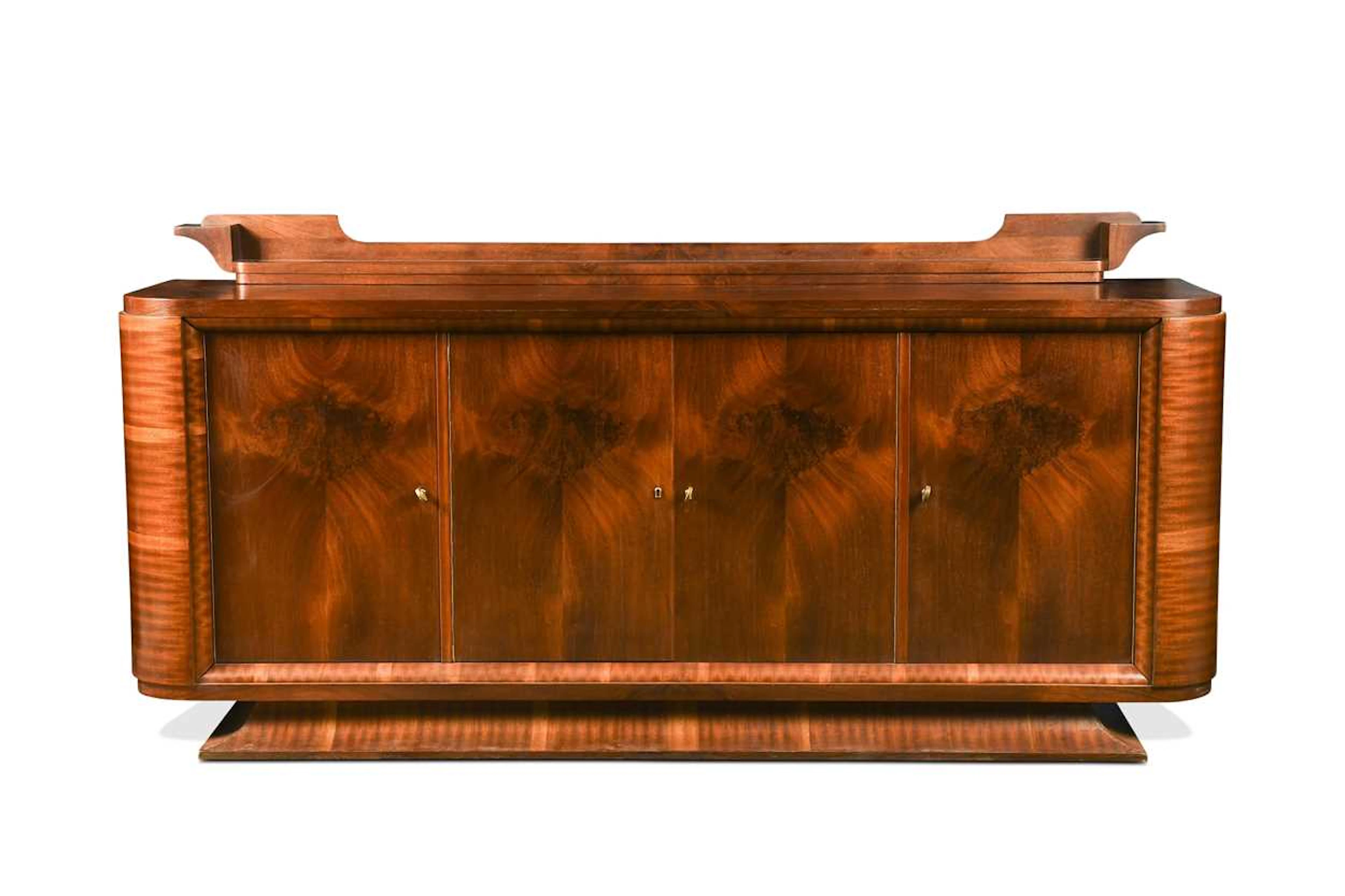 A large French Art Deco mahogany sideboard