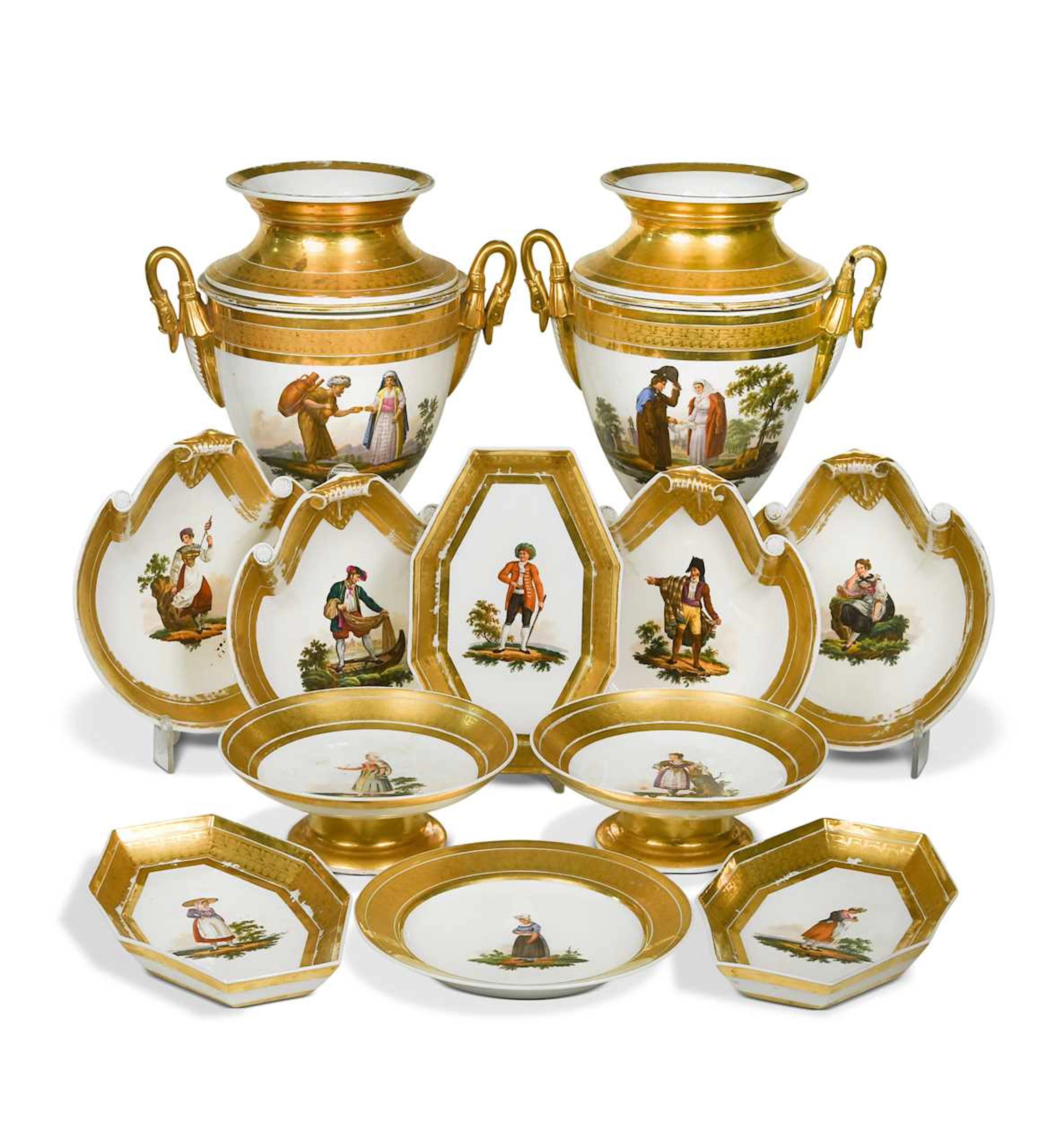 A Brussels porcelain dessert service by Faber, circa 1825