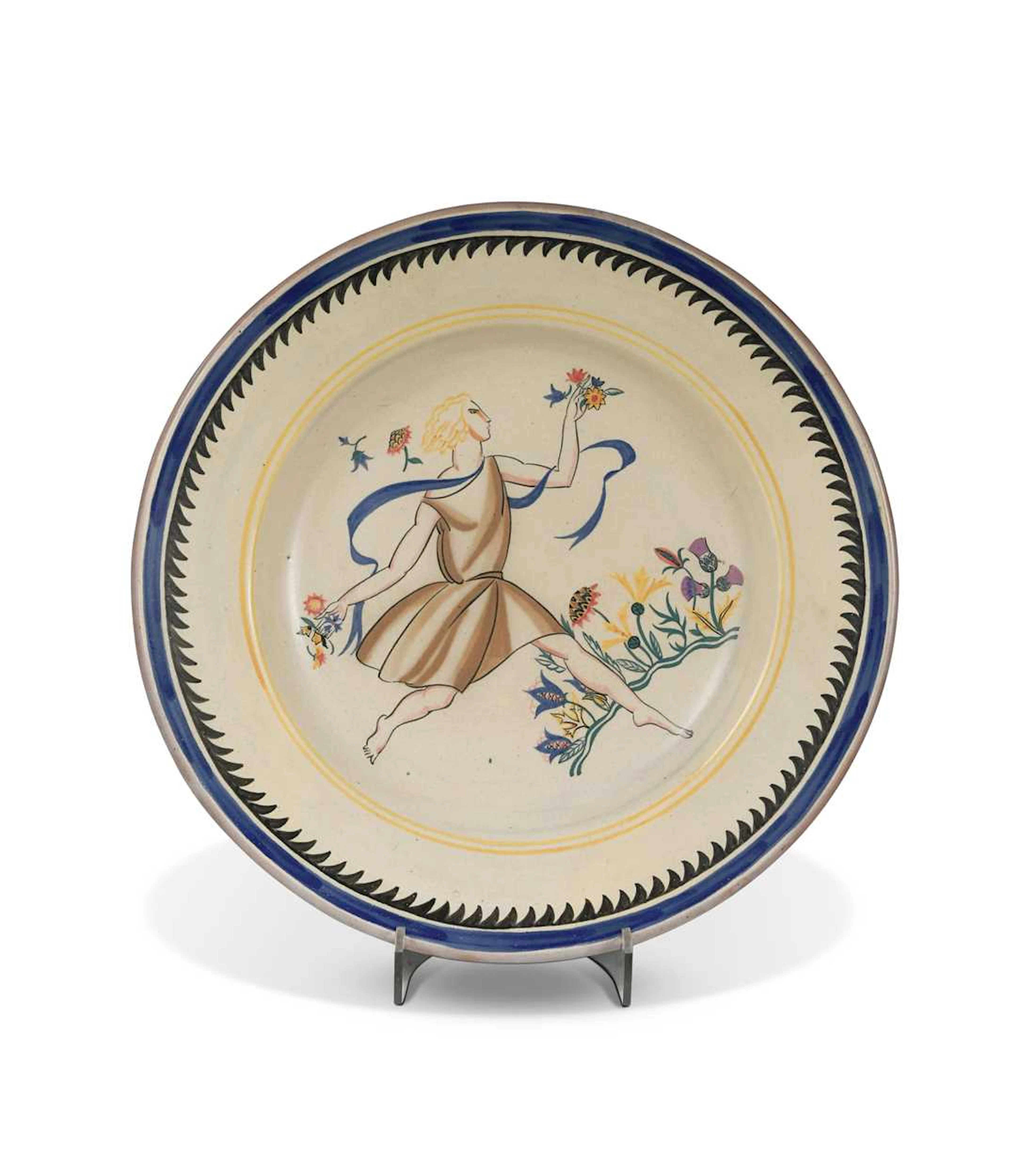 A Carter Stabler Adams, Poole pottery 'Leipzig Girl' charger, designed
