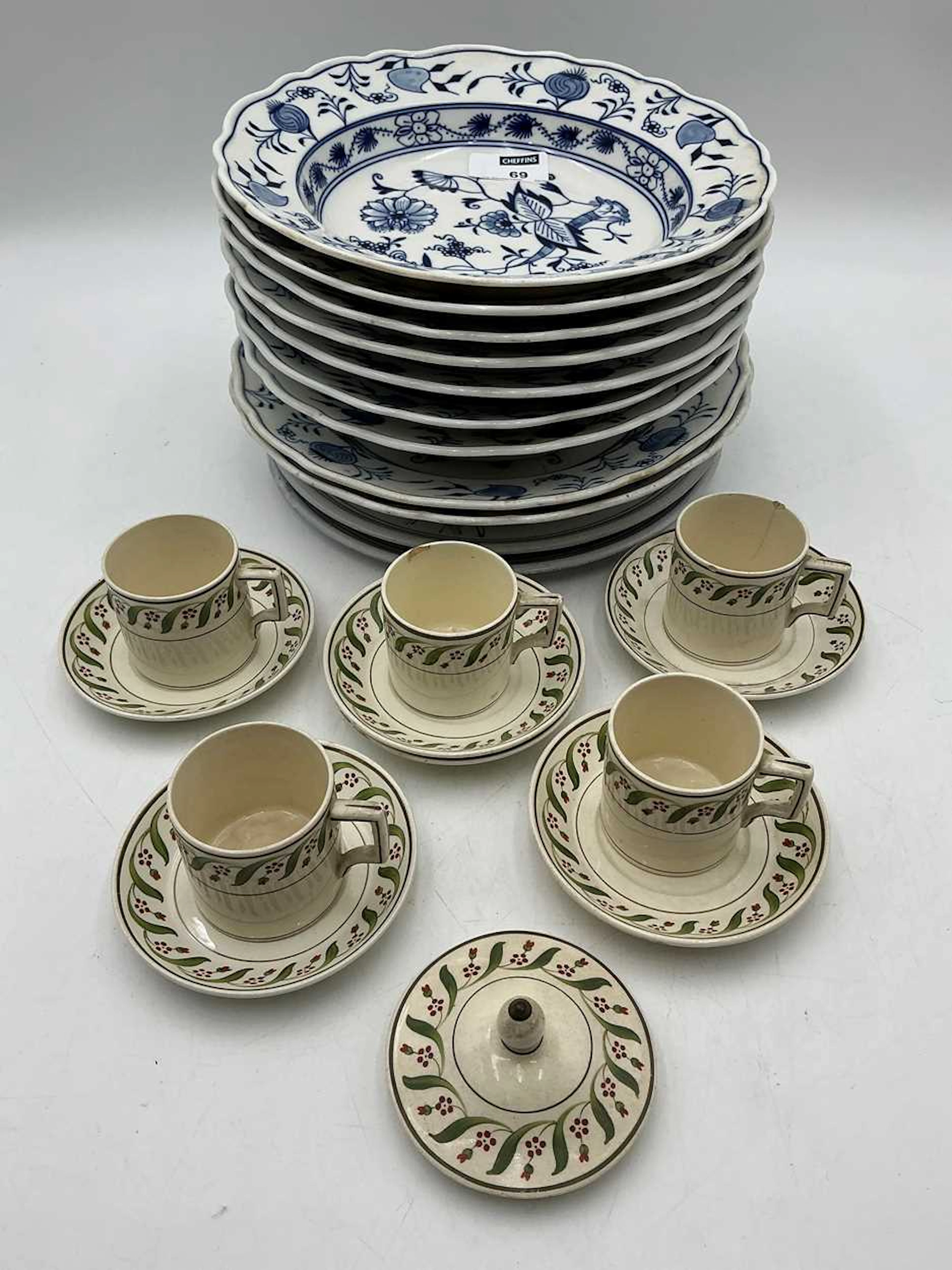 Meissen onion pattern bowls and dishes marked with...