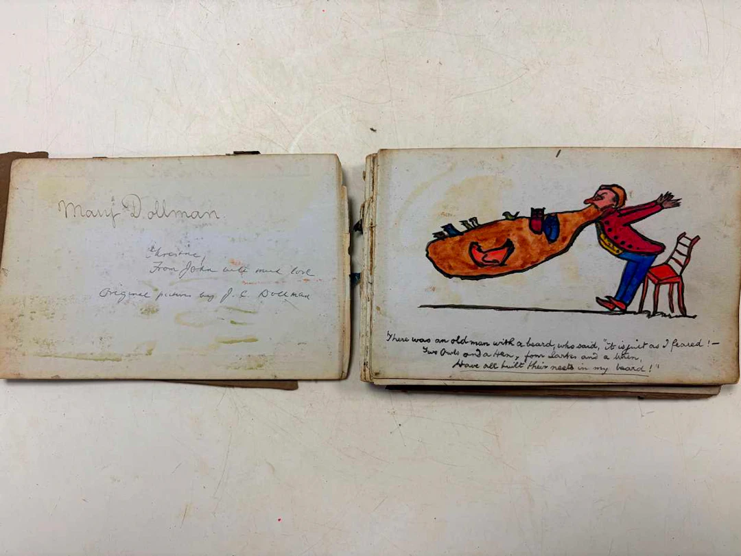A Victorian sketchbook of humorous rhyming verses or limericks