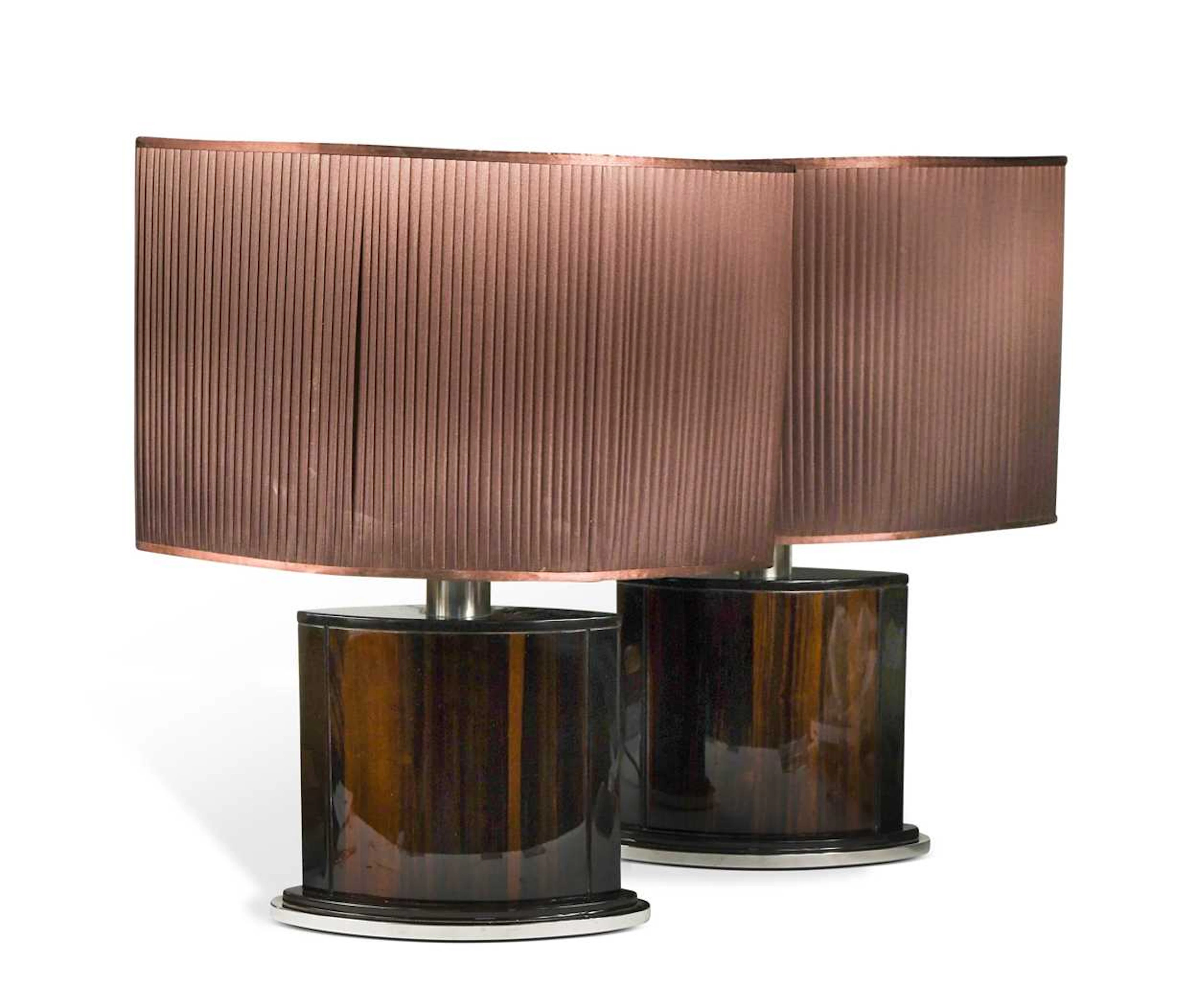 Giorgio Collection, a pair of contemporary macassar ebony table lamps