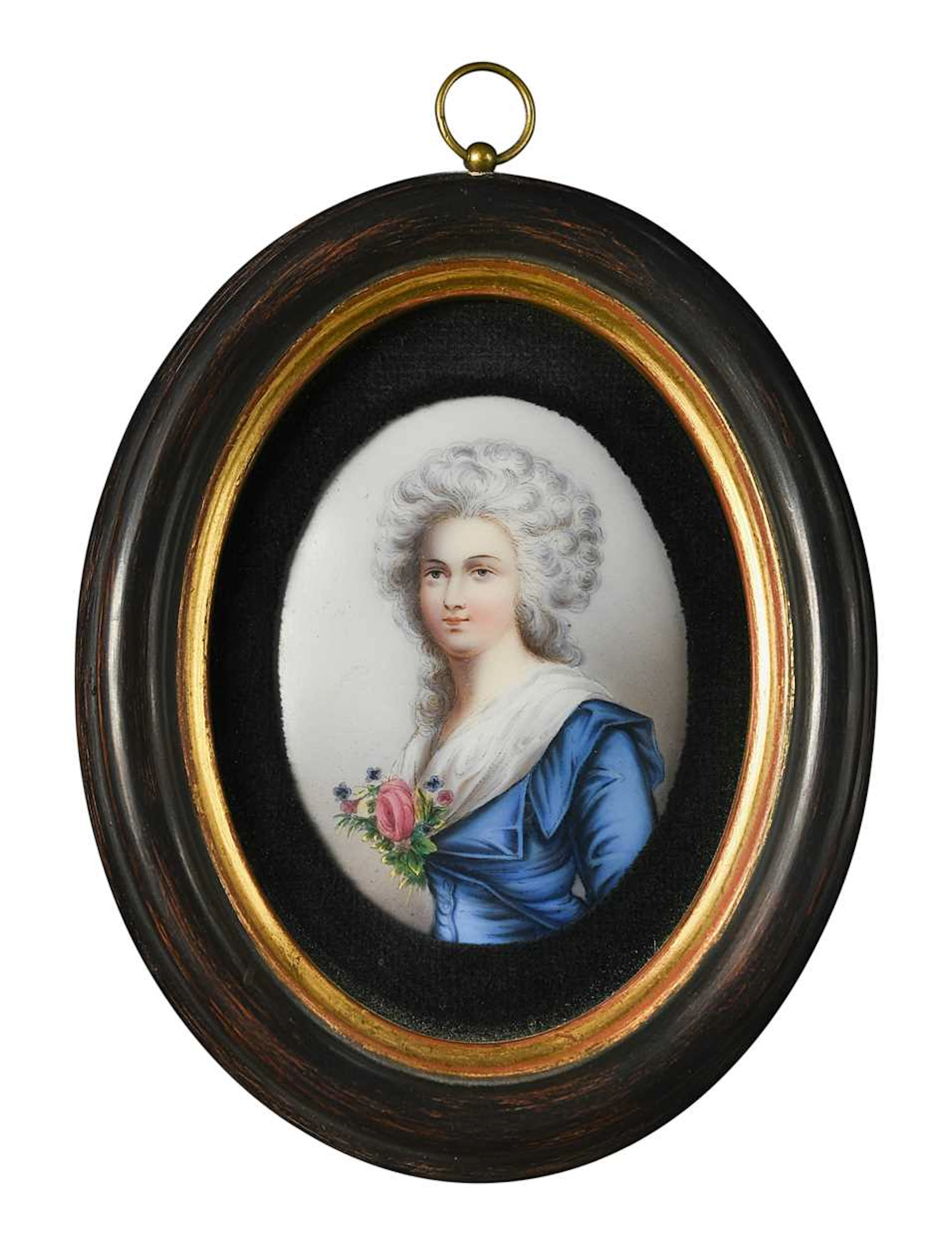 A set of six porcelain oval plaques