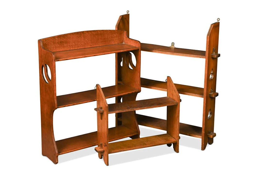 Three sets of Arts & Crafts hanging shelves