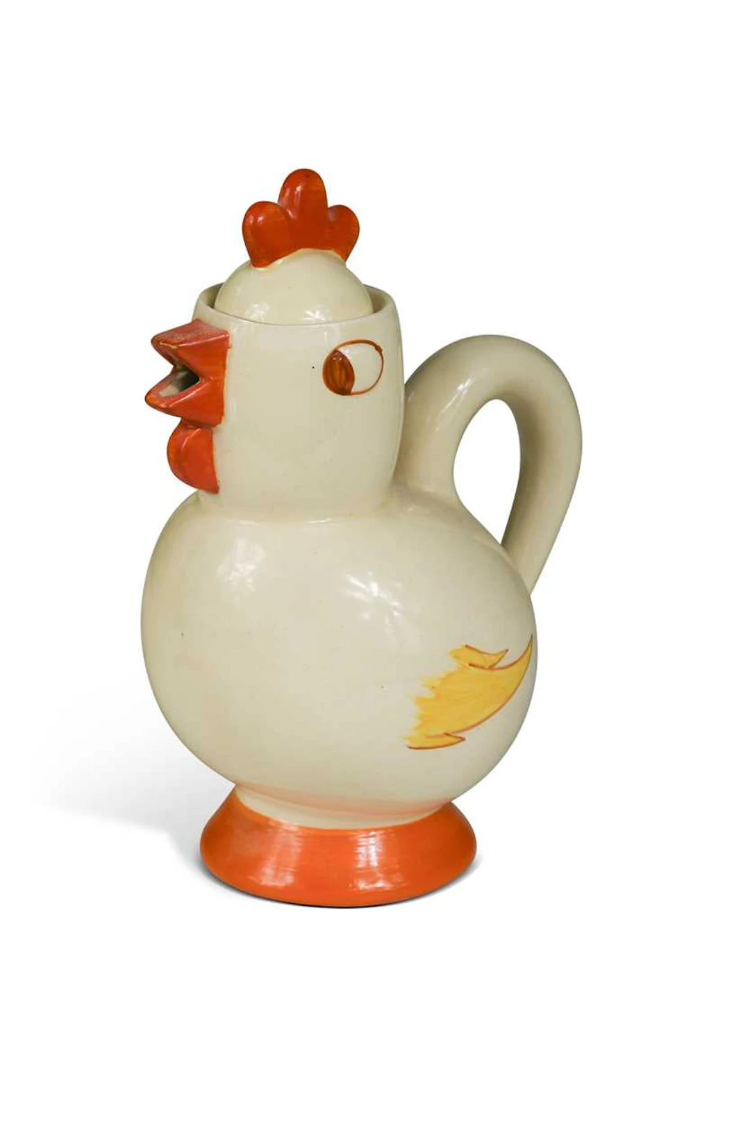 A Clarice Cliff Bizarre 'Chicken' pattern cocoa jug and cover