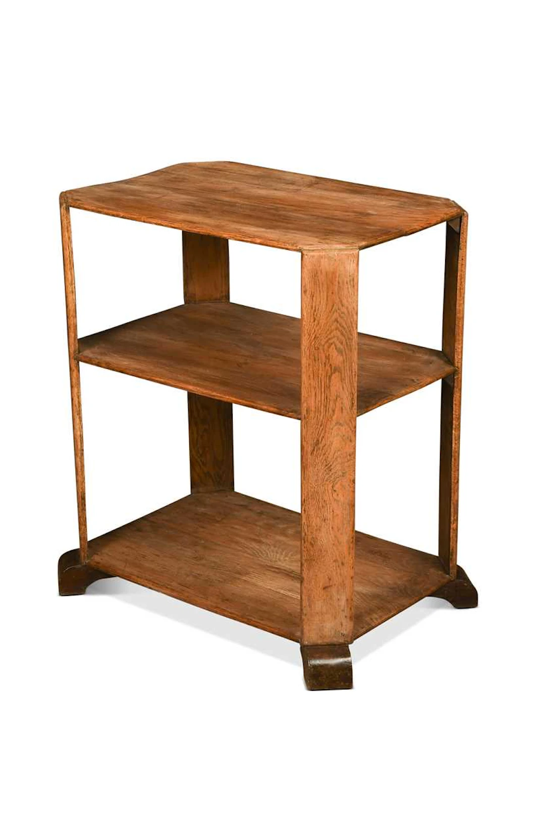 An Art Deco bleached-oak etagere/library table, circa 1940