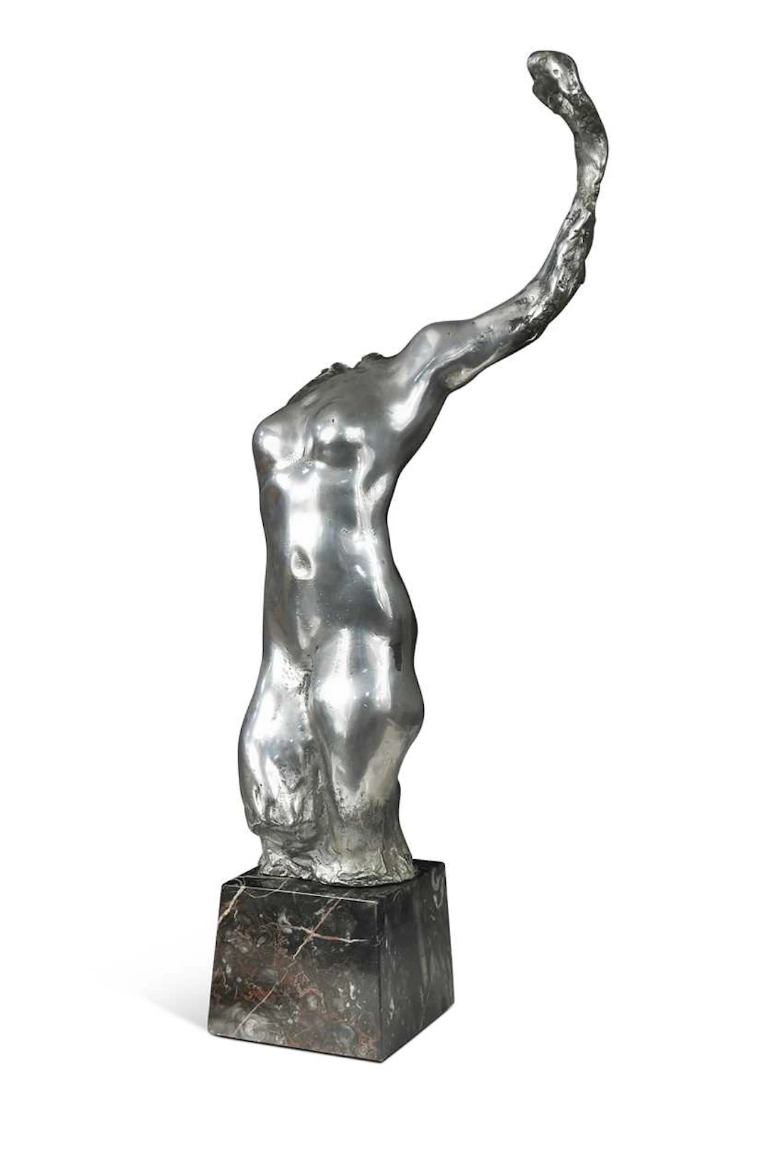 A large cast aluminium torso study, mid-century
