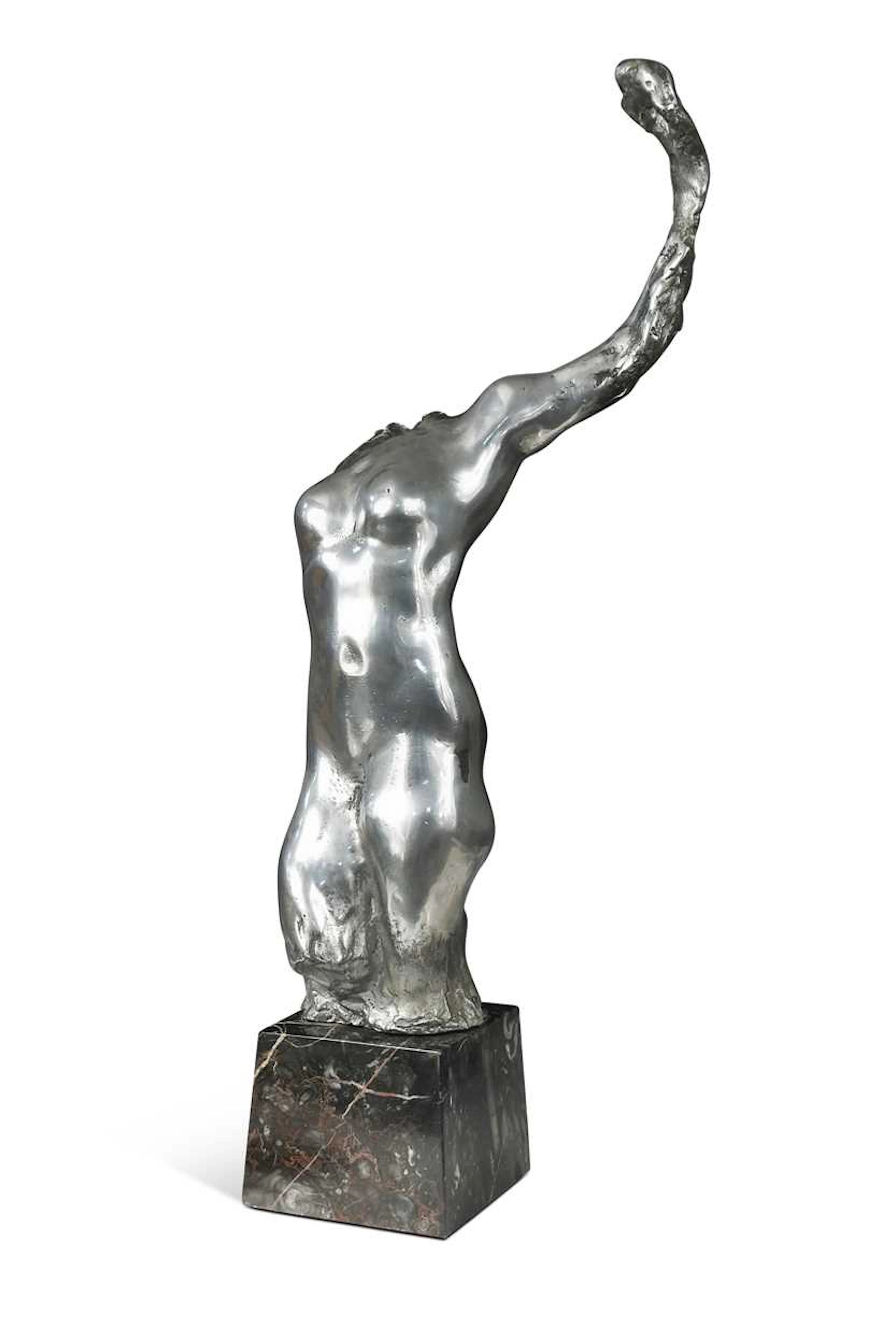 A large cast aluminium torso study, mid-century
