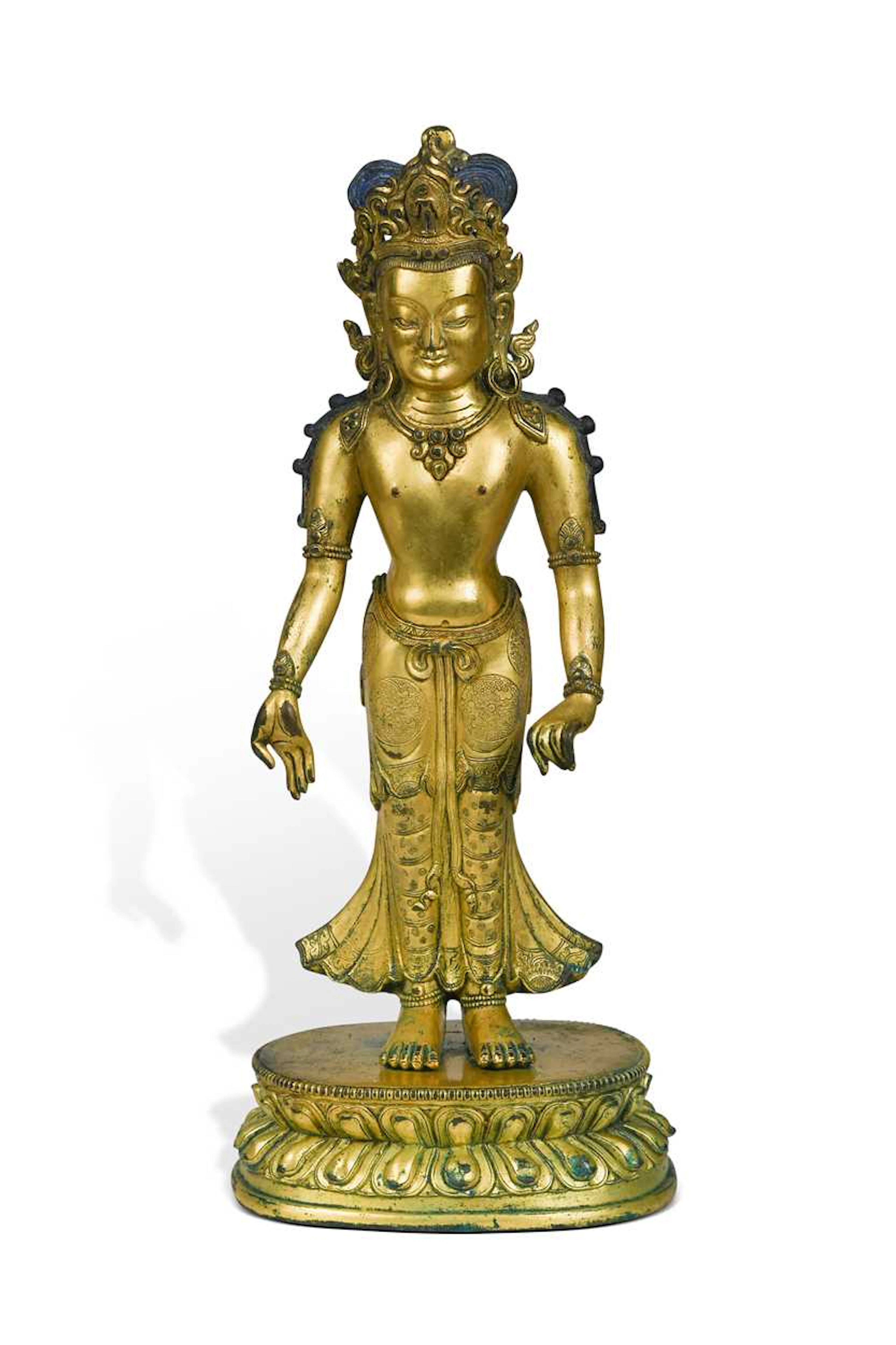 A Tibetan gilt bronze Bodhisattva Avalokiteshvara
